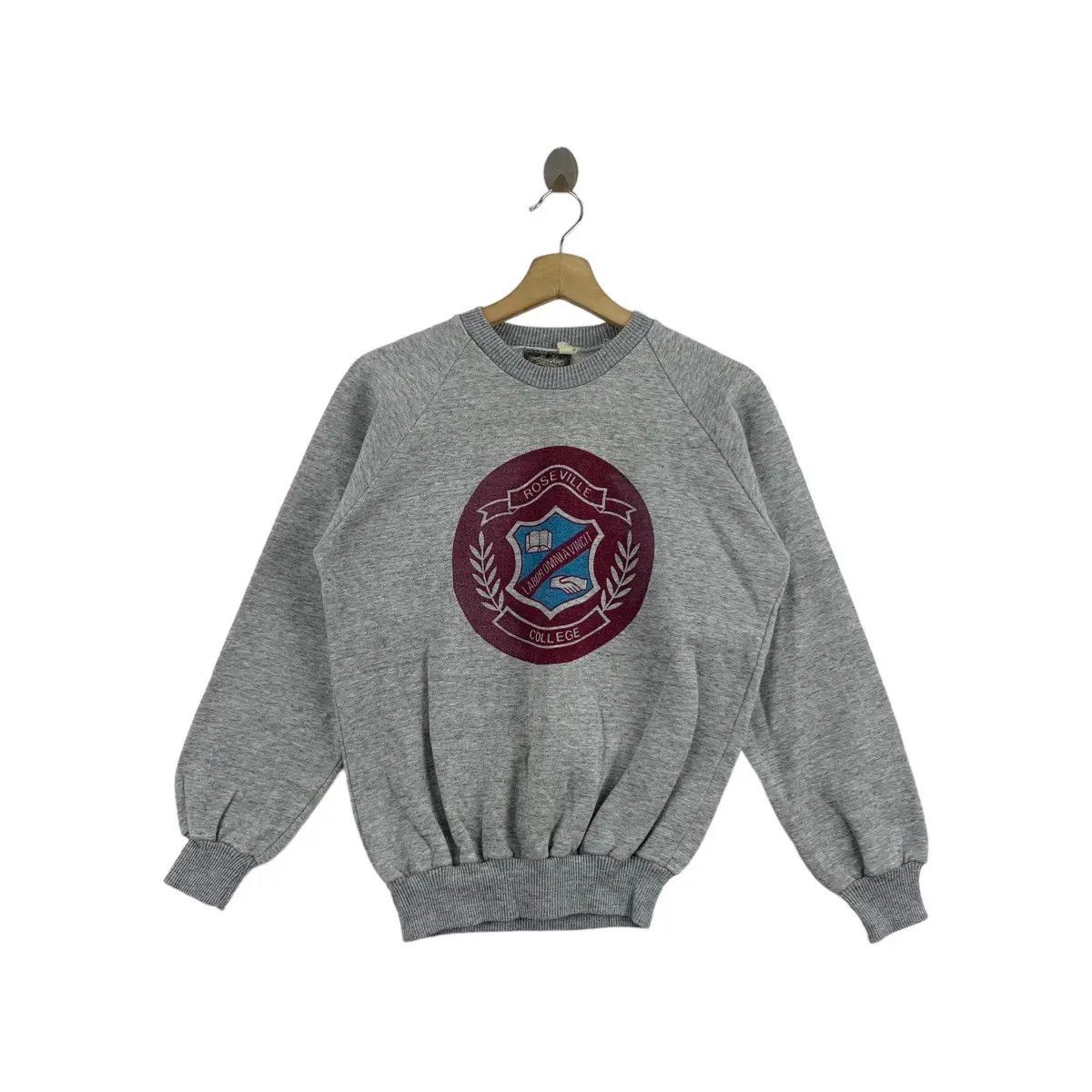 Vintage Vintage 80’ ROSEVILLE COLLEGE Labor Omnia Vincit Sweatshirt Size S / US 4 / IT 40 - 1 Thumbnail