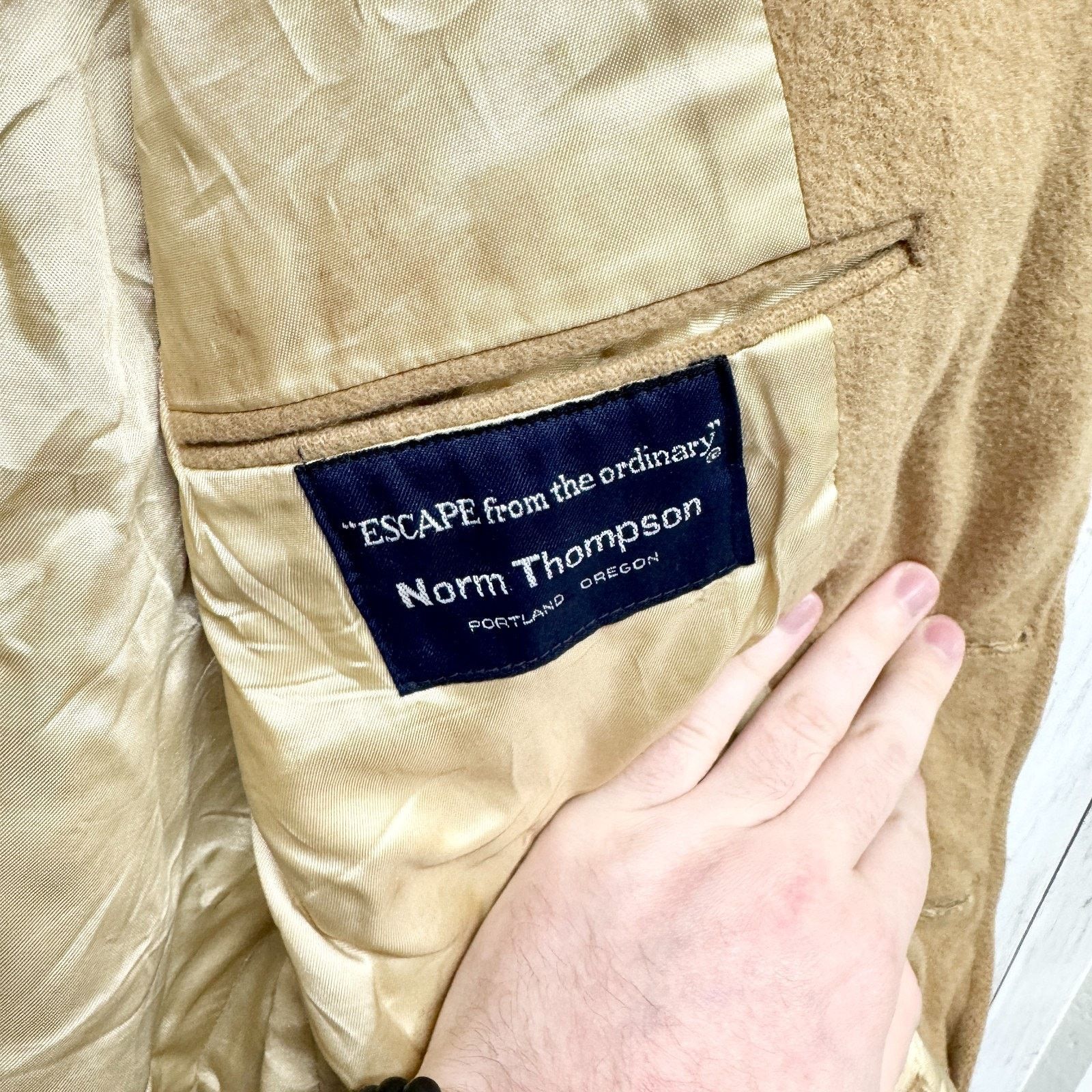Norm Thompson Vtg Camel Hair Norm Thompson Jacket Chest 44" Blazer Size 44R - 4 Thumbnail
