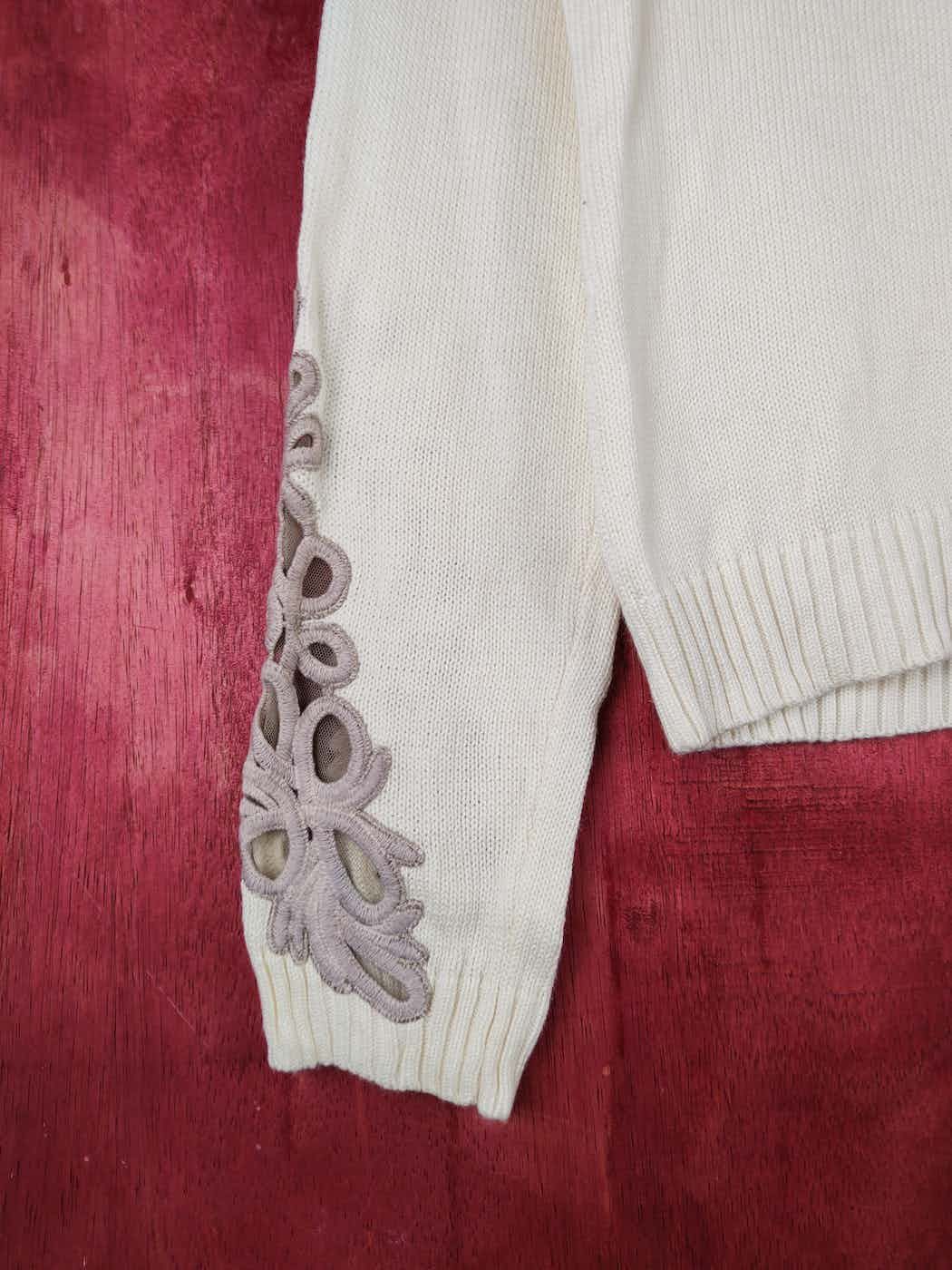 Japanese Brand Together Cream Knitwear art Sweatshirt #S1264 Size S / US 4 / IT 40 - 9 Thumbnail