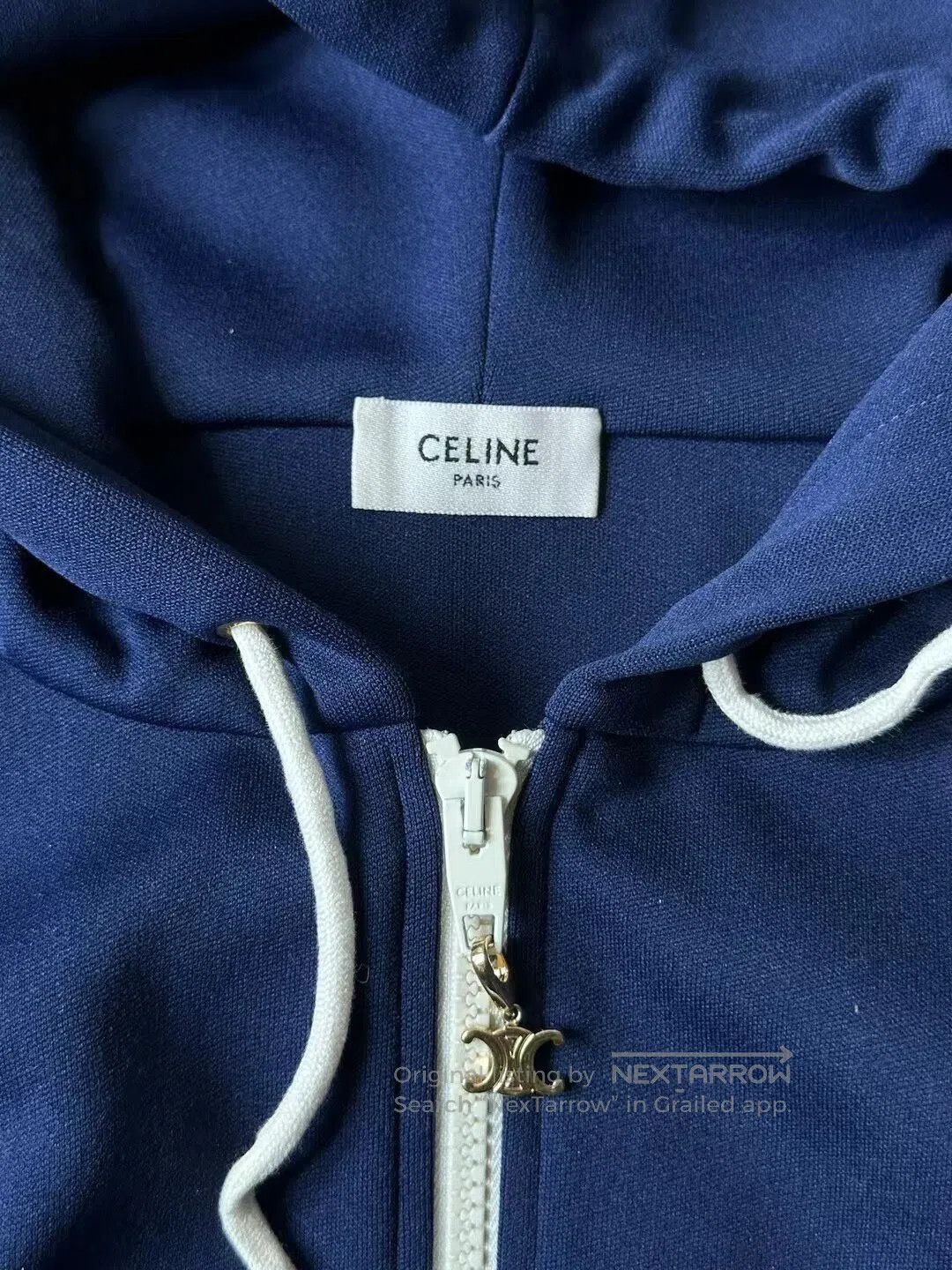 Celine CELINE Blue Hooded Cropped Jacket| Size L / US 10 / IT 46 - 3 Thumbnail