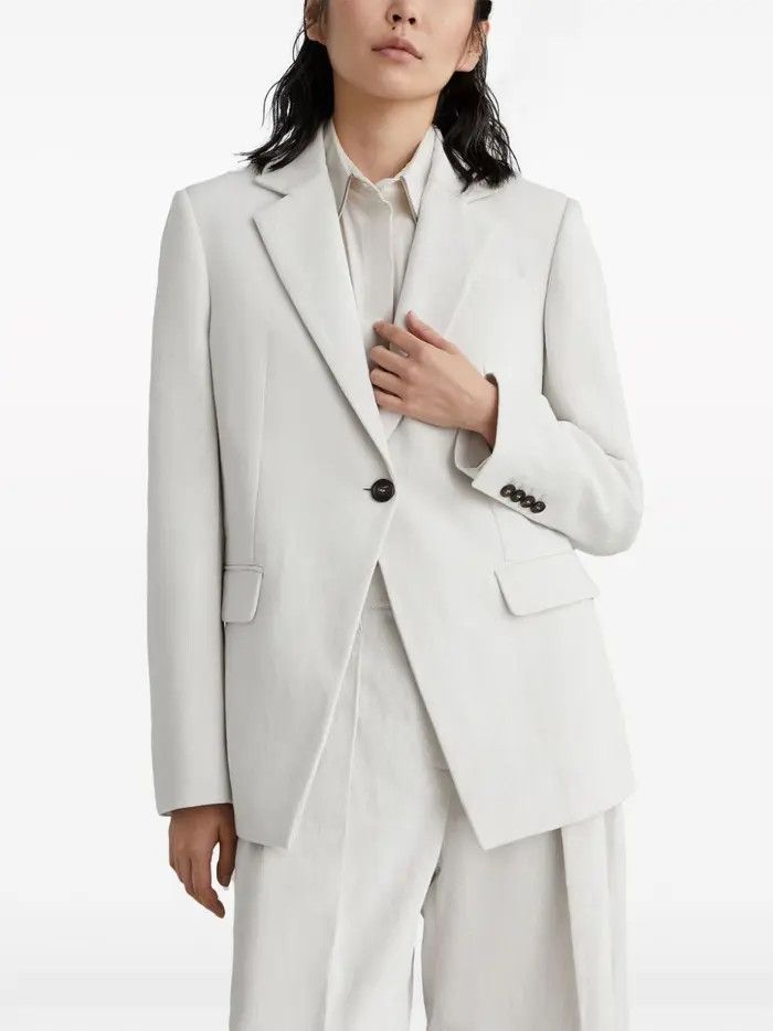 Brunello Cucinelli o1w1db10825 Woven Jacket Wool in Open White Size M / US 6-8 / IT 42-44 - 1 Thumbnail