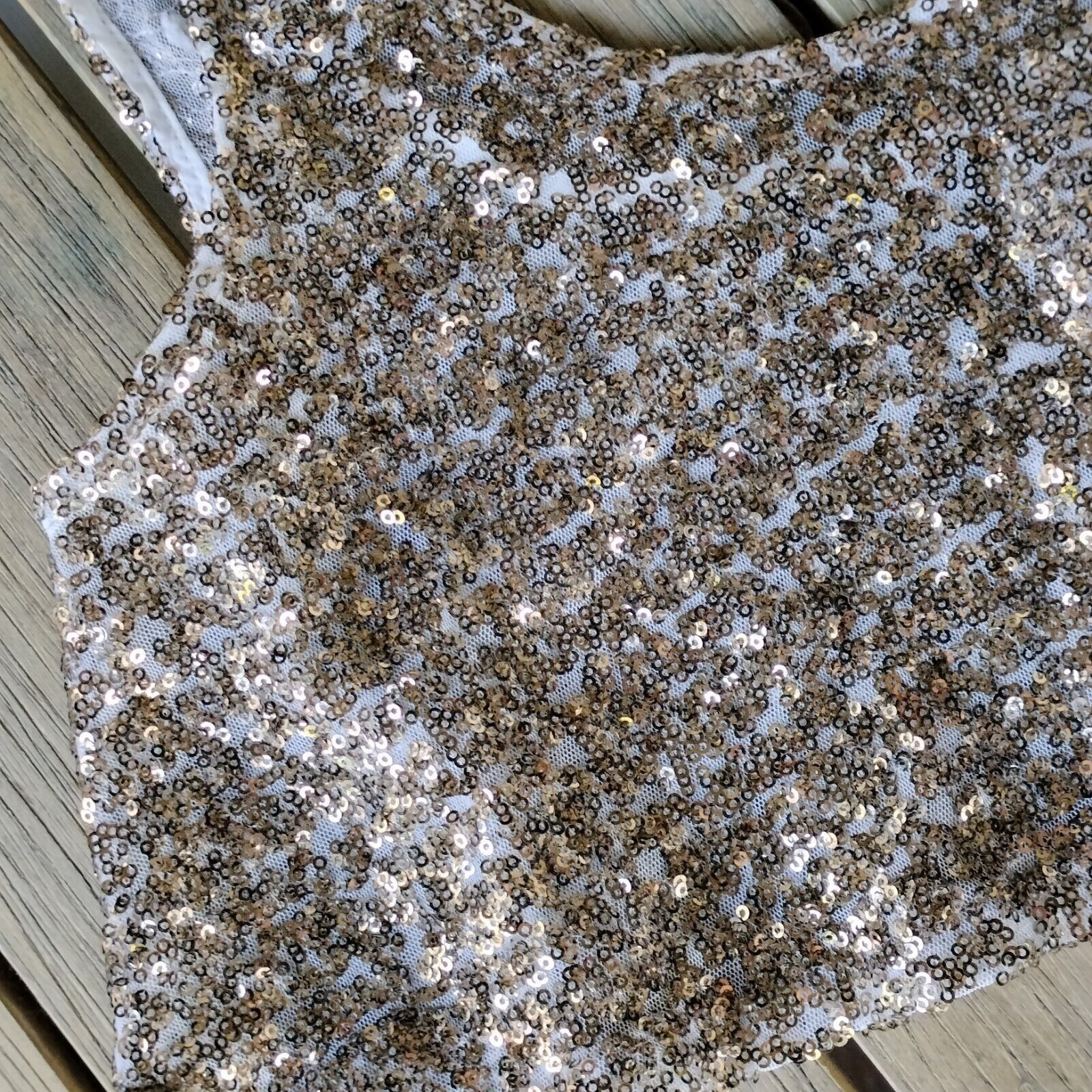 Japanese Brand Crop Top Tank Sequin Mesh Embroidered Baroque Festival Size ONE SIZE - 7 Thumbnail