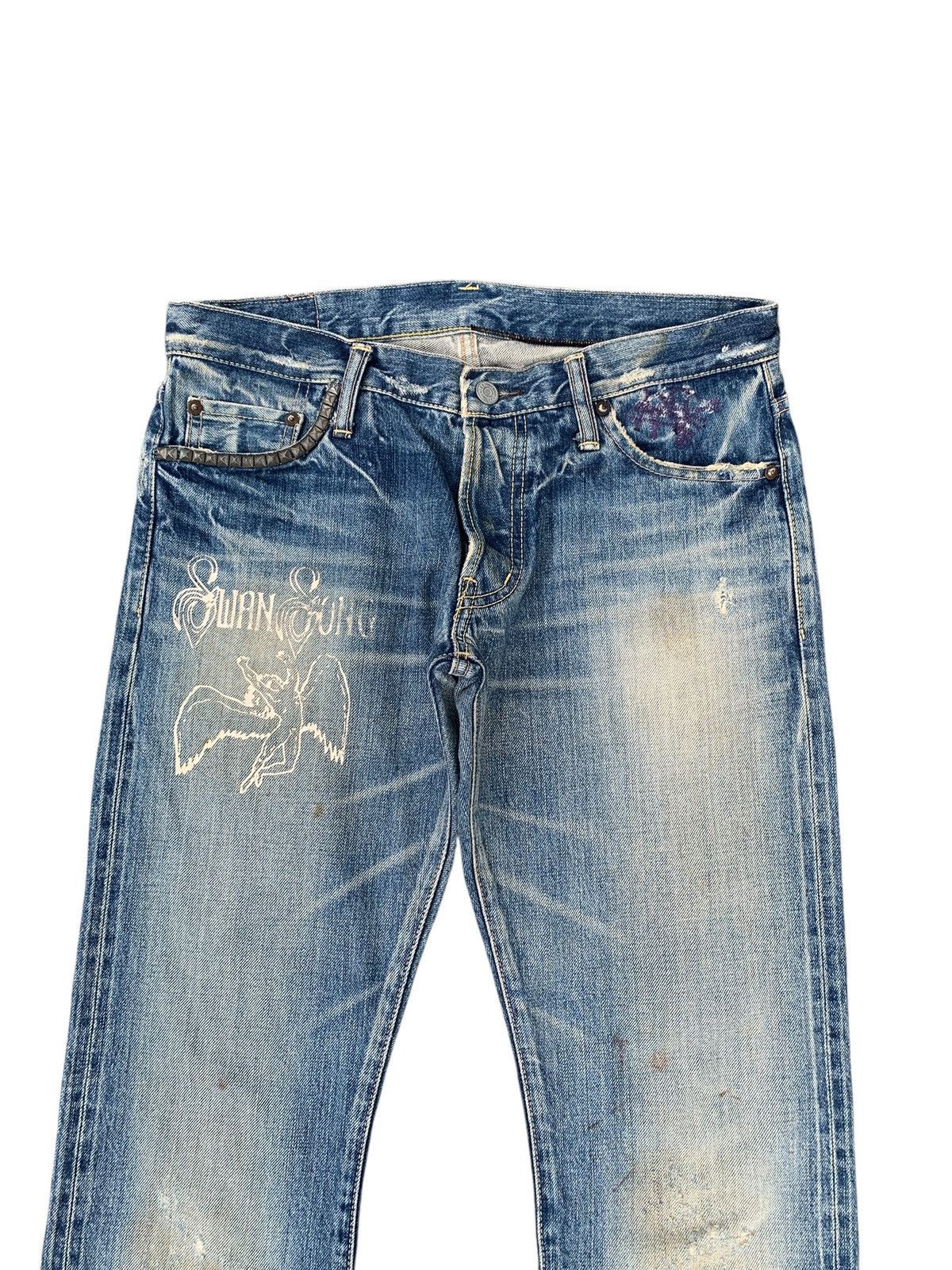 Kapital HYSTERIC GLAMOUR LED ZEPPELIN FLARE SELVEDGE DISTRESSEDDENIM Size US 32 / EU 48 - 6 Thumbnail