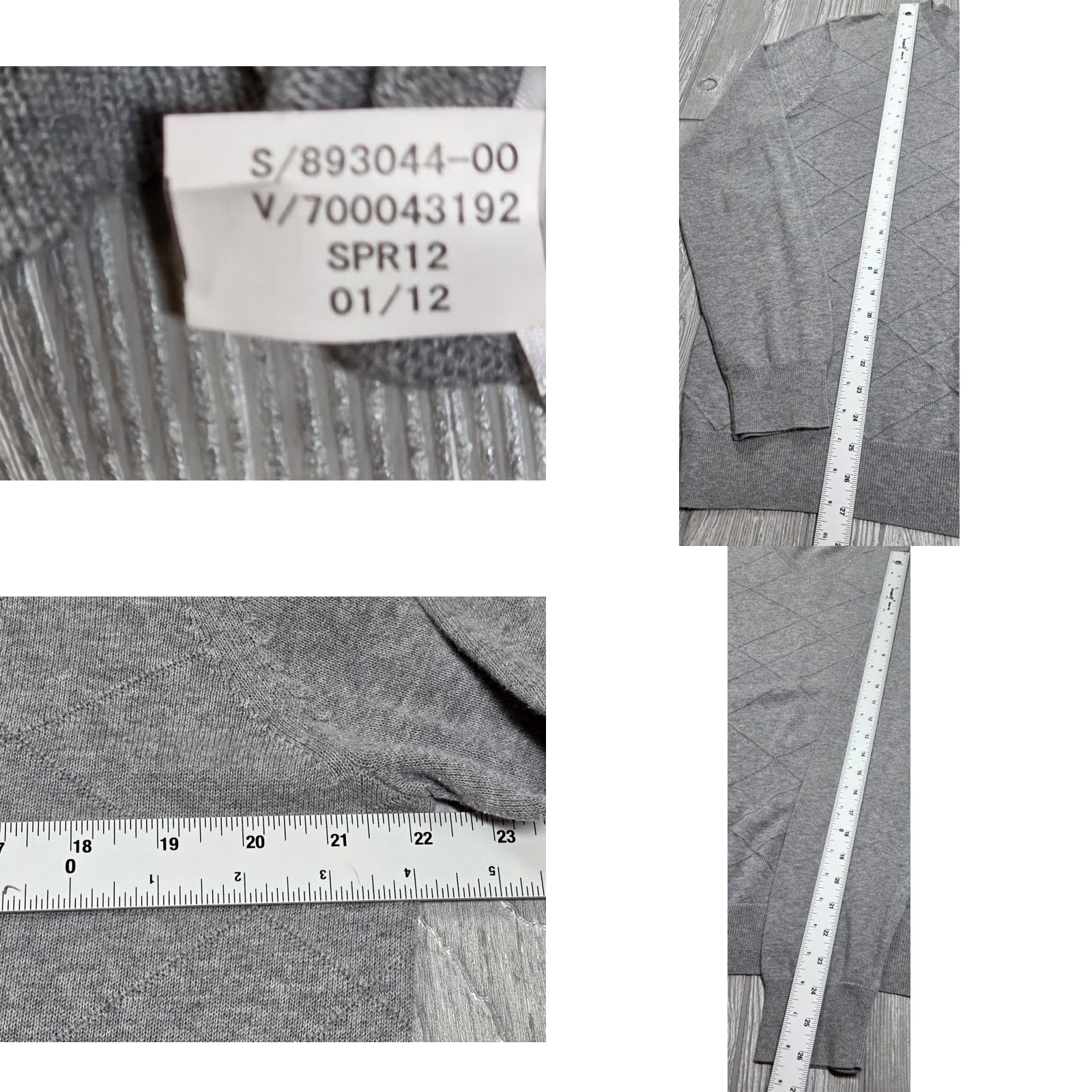 Banana Republic VINTAGE Banana Republic Sweater Mens L Gray Argyle Diamond Long Sleeve Cotton V-Neck Pullover Knit Shirt Men Size US L / EU 52-54 / 3 - 8 Thumbnail