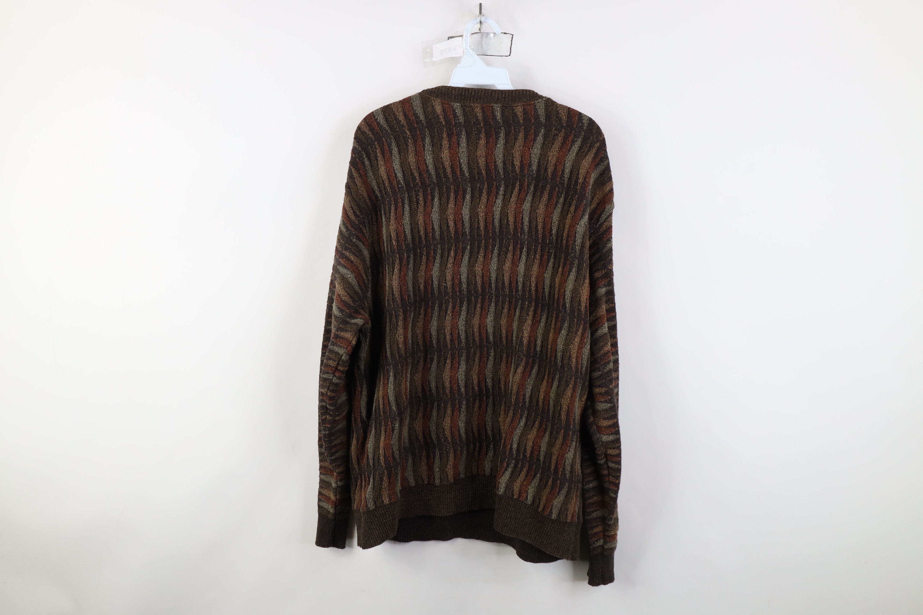 Vintage Vintage 90s Coogi Style Wavy Crewneck Sweater Earth Tone Size US XXL / EU 58 / 5 - 9 Thumbnail