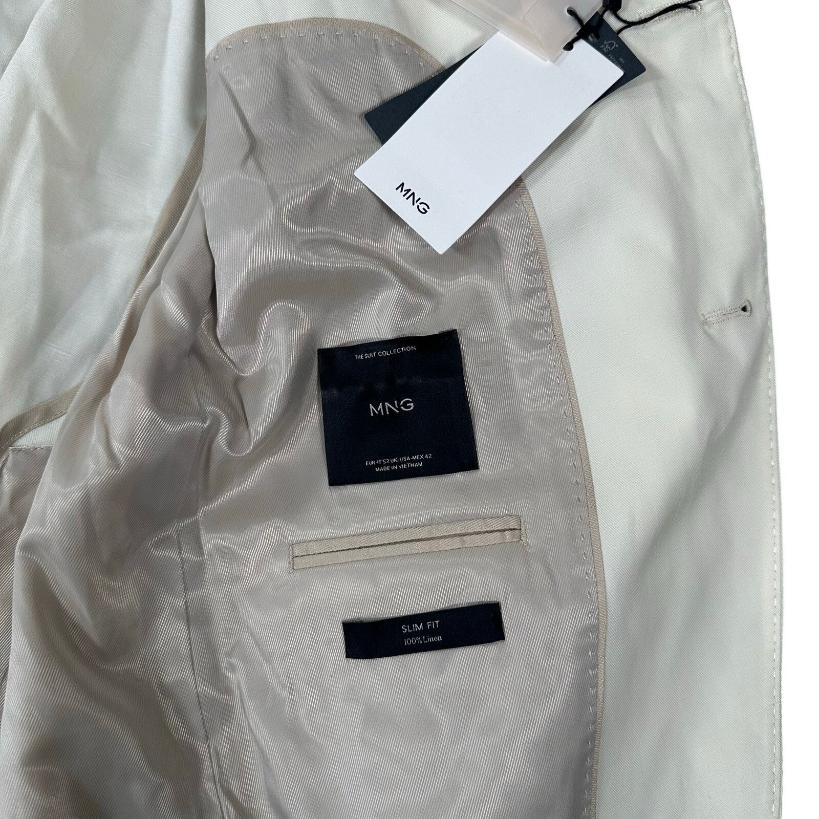 Mango Mango MNG Florida 100% Linen Slim Fit Suit Blazer Size 42 Size 42R - 11 Thumbnail