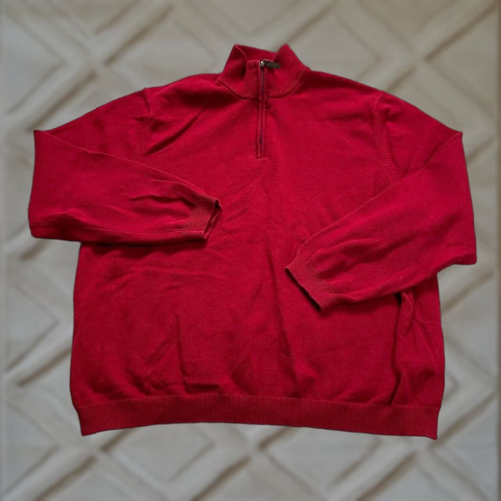 Eddie Bauer Eddie Bauer Pullover Sweater Men XL Solid Red 1/4 Zip High Neck Knit Long Sleeve Casual Classic Size US XL / EU 56 / 4 - 1 Thumbnail