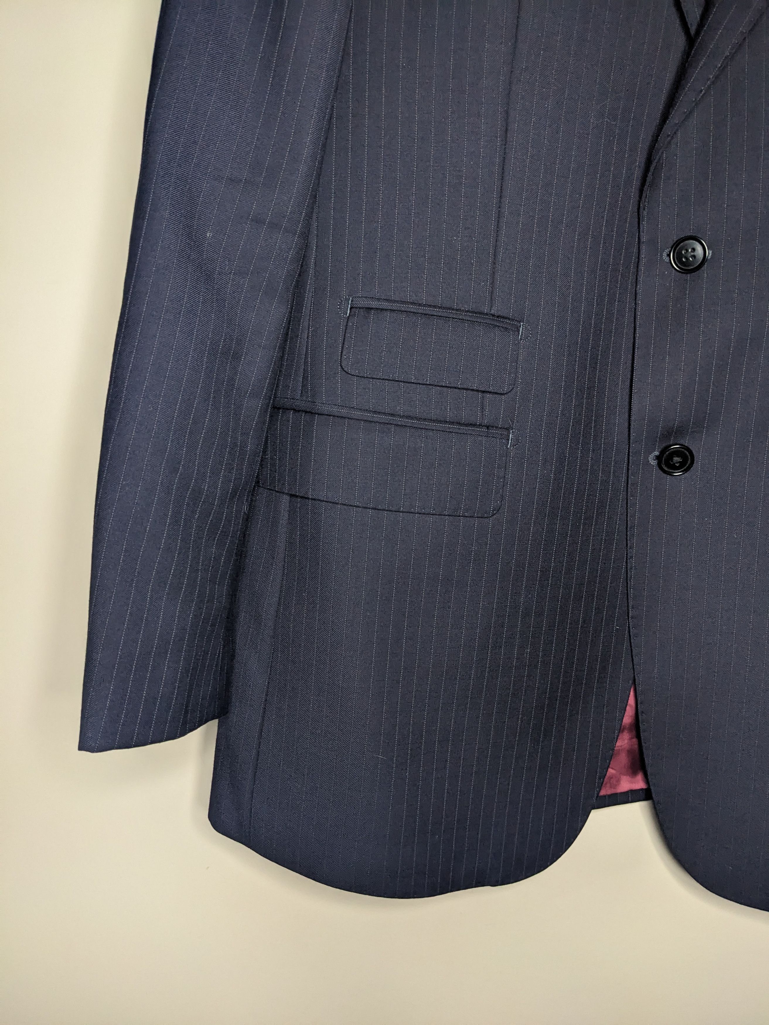 Spier & Mackay Spier MacKay Pinstripe Blazer 42R Navy Blue Wool Slim Coat Size 42R - 4 Thumbnail