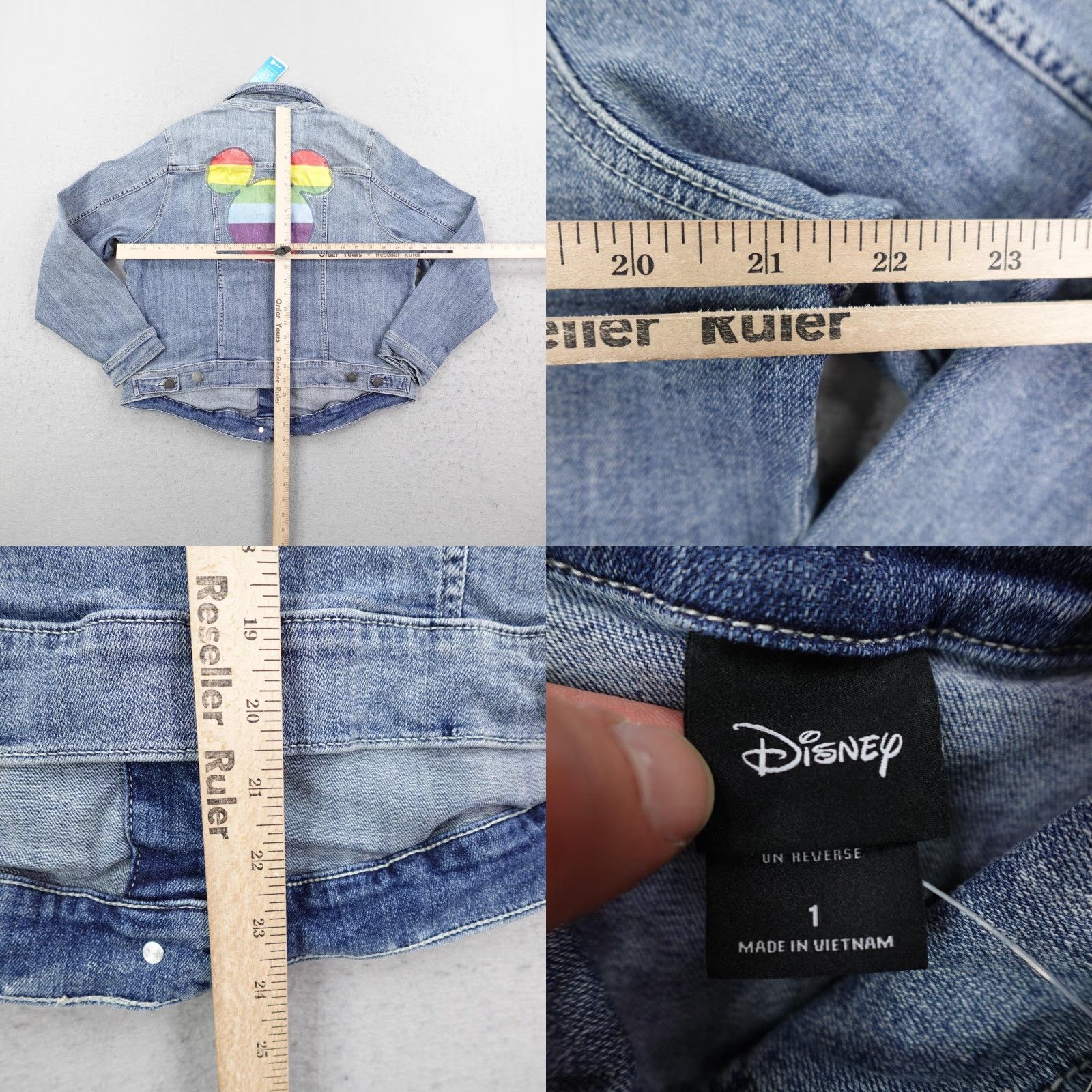 Disney Disney Torrid Jacket Womens 1X Blue Denim Jean Mickey Rainbow Pride Coat NEW Size 40" / US 18 - 8 Thumbnail