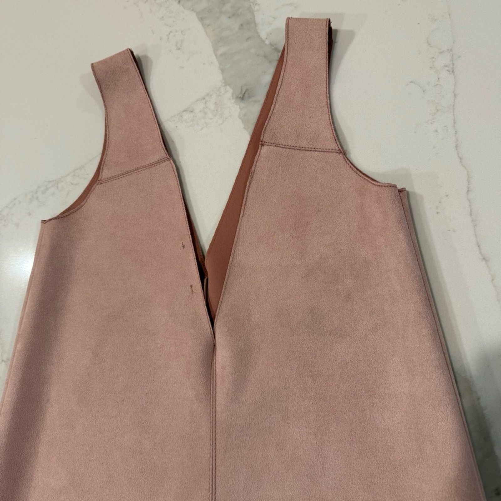 Zara Zara Faux Suede Sleeveless Plunge VNeck Mini Dress Womens S Size S / US 4 / IT 40 - 7 Thumbnail