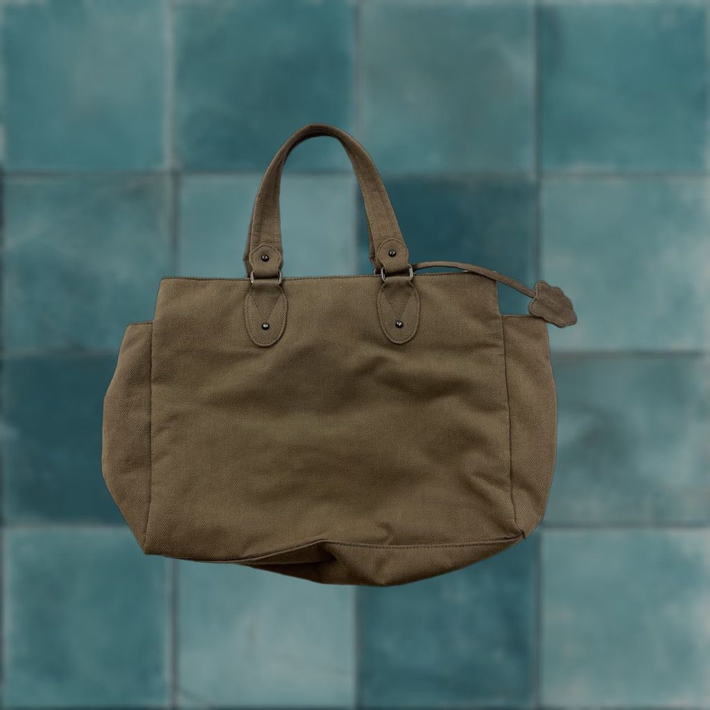 VINTAGE GAP Tote Bag Womens Brown Large Canvas Full Zip Y2K