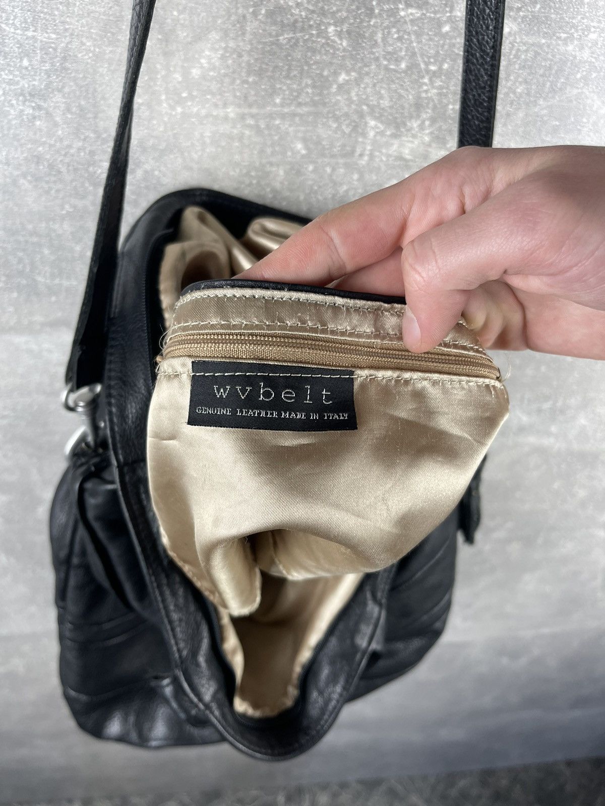 Vintage WVBelt Genuine Leather Large Tote Shoulder Bag Black Size ONE SIZE - 11 Thumbnail