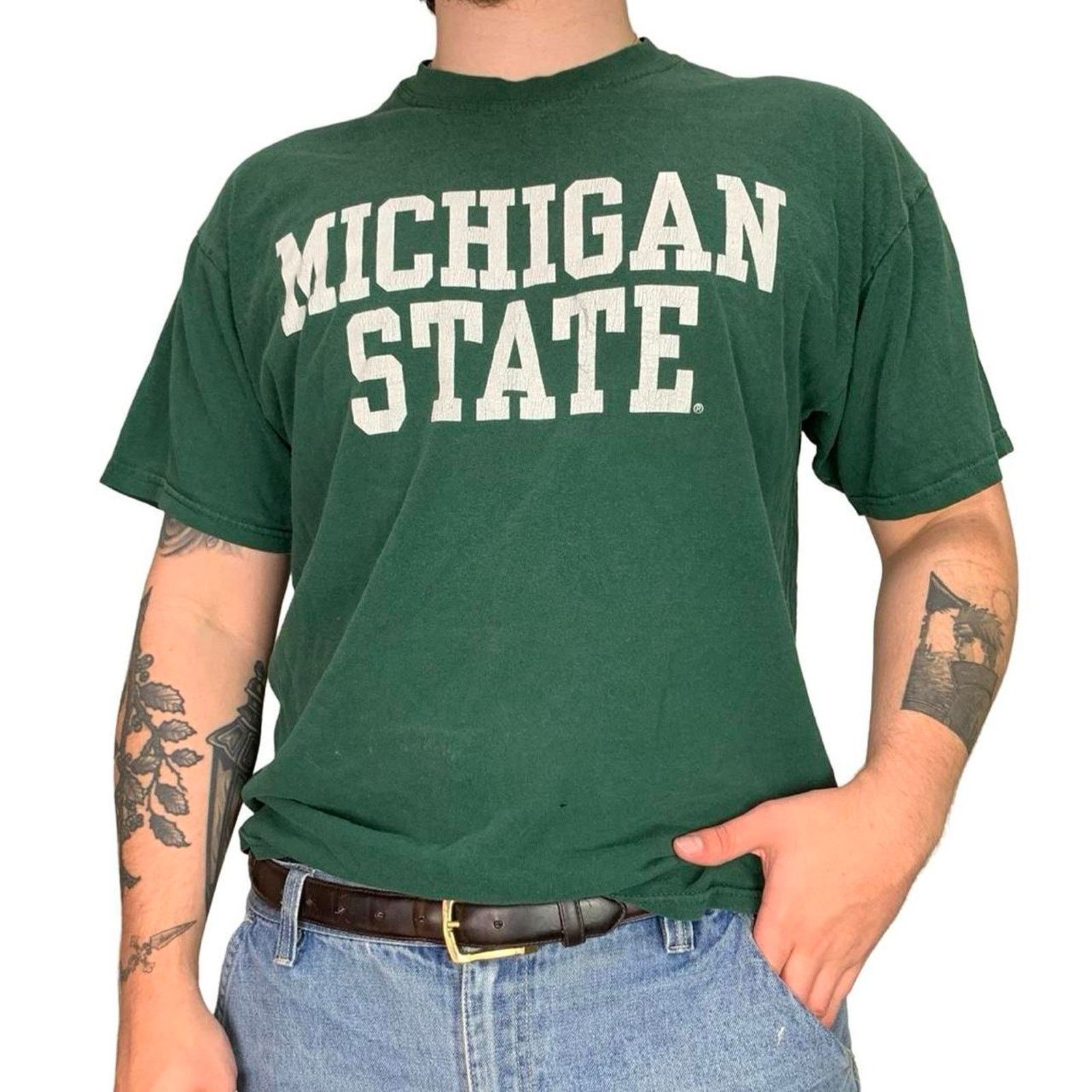 Steve And Barrys × Vintage Vintage Steve & Barry's Michigan State Distressed T-shirt Size US L / EU 52-54 / 3 - 2 Thumbnail