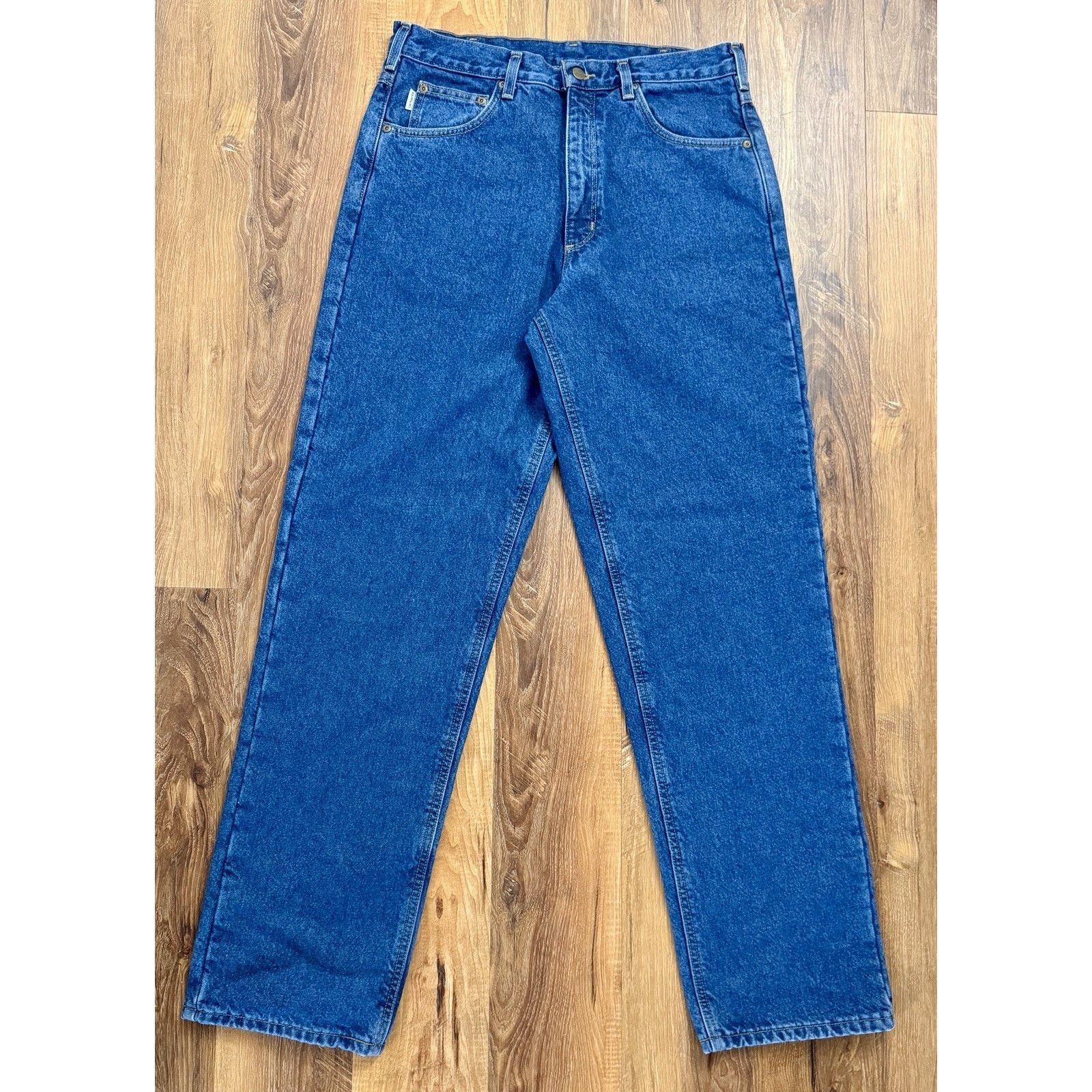 Carhartt Carhartt Men's Pants Flannel Lined Straight Blue Jeans Size US 34 / EU 50 - 1 Thumbnail
