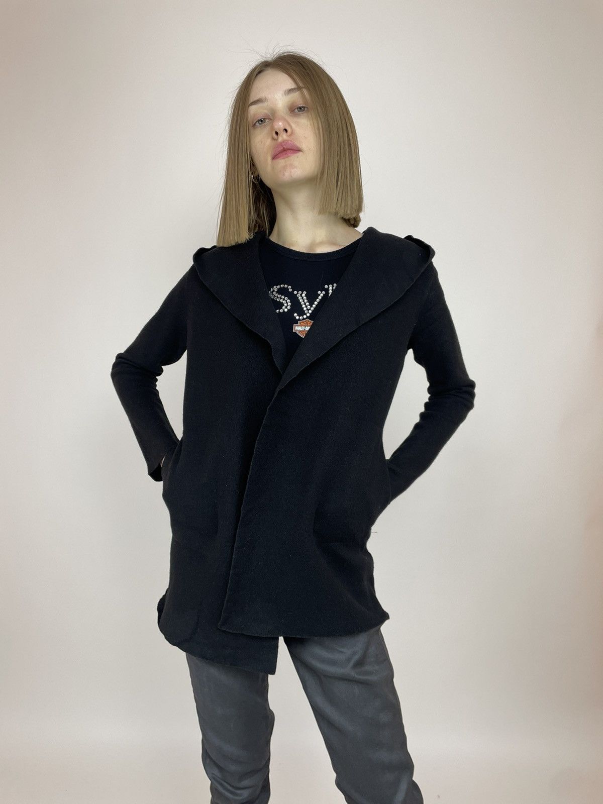 Designer × MAJESTIC FILATURES MAJESTIC FILATURES Paris Womens Wool Hooded Cardigan size 2 Size XS / US 0-2 / IT 36-38 - 4 Thumbnail