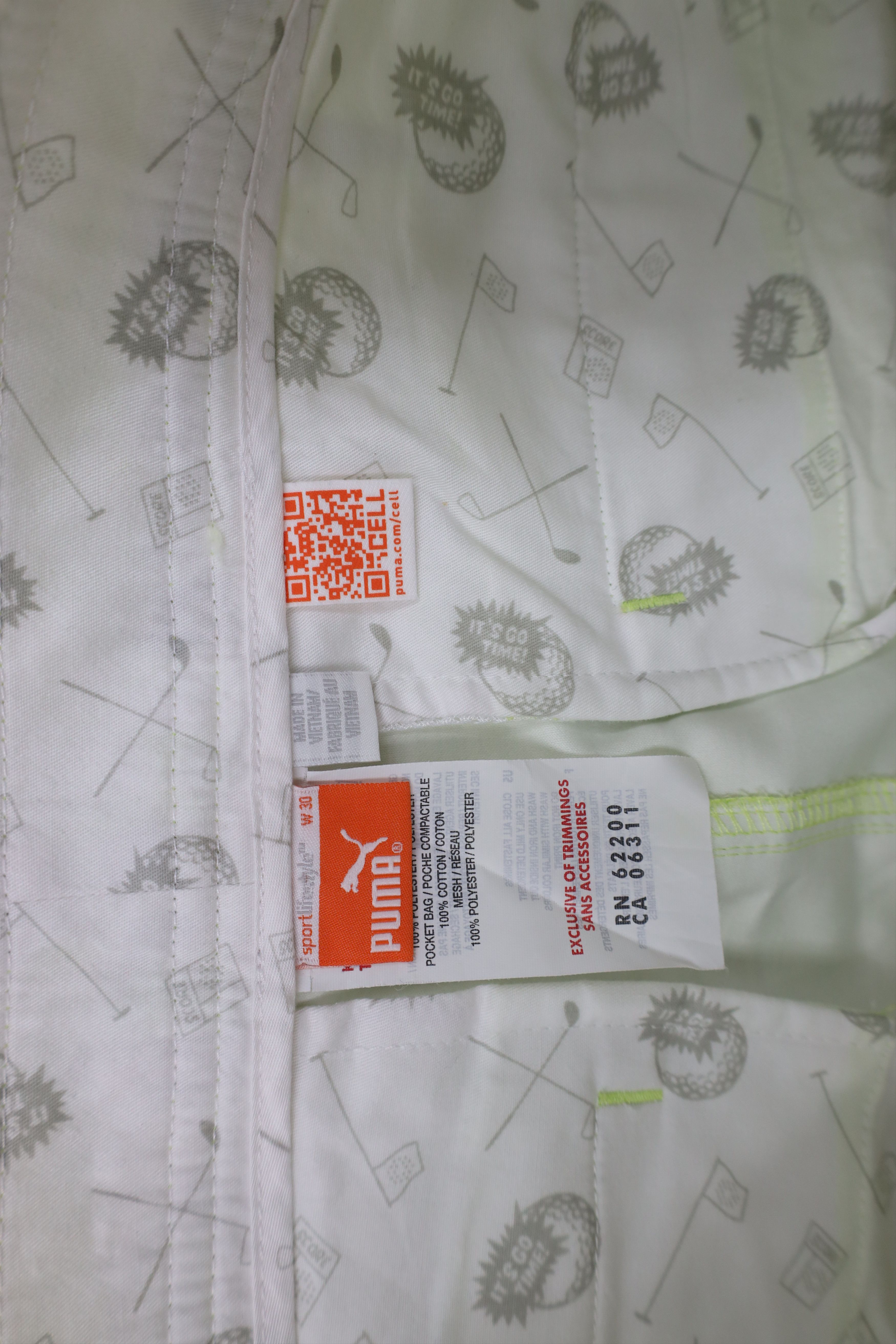 Puma × Vintage Puma Golf Cell Chambray Golfing Chino Shorts Lime Green Size US 30 / EU 46 - 8 Thumbnail