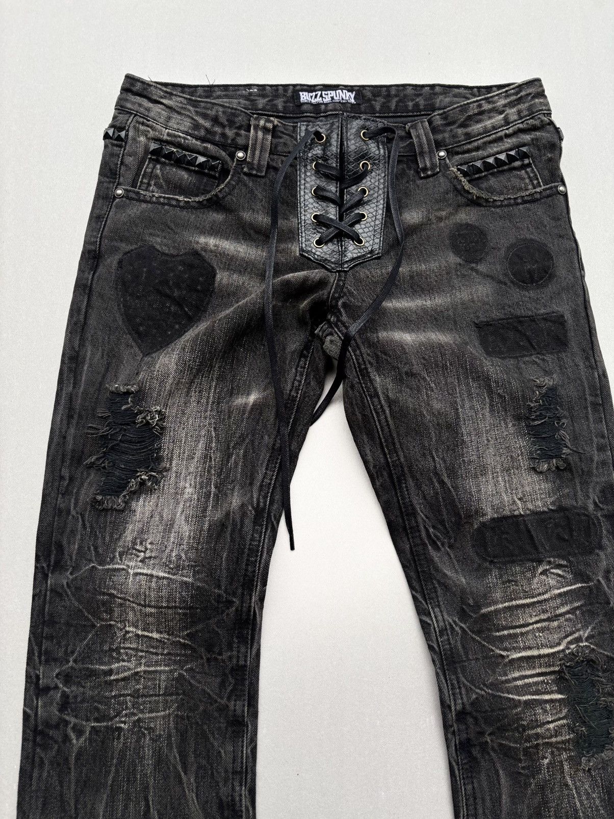 Japanese Brand BUZZSPUNKY lace up flare jeans Size US 28 / EU 44 - 2 Thumbnail