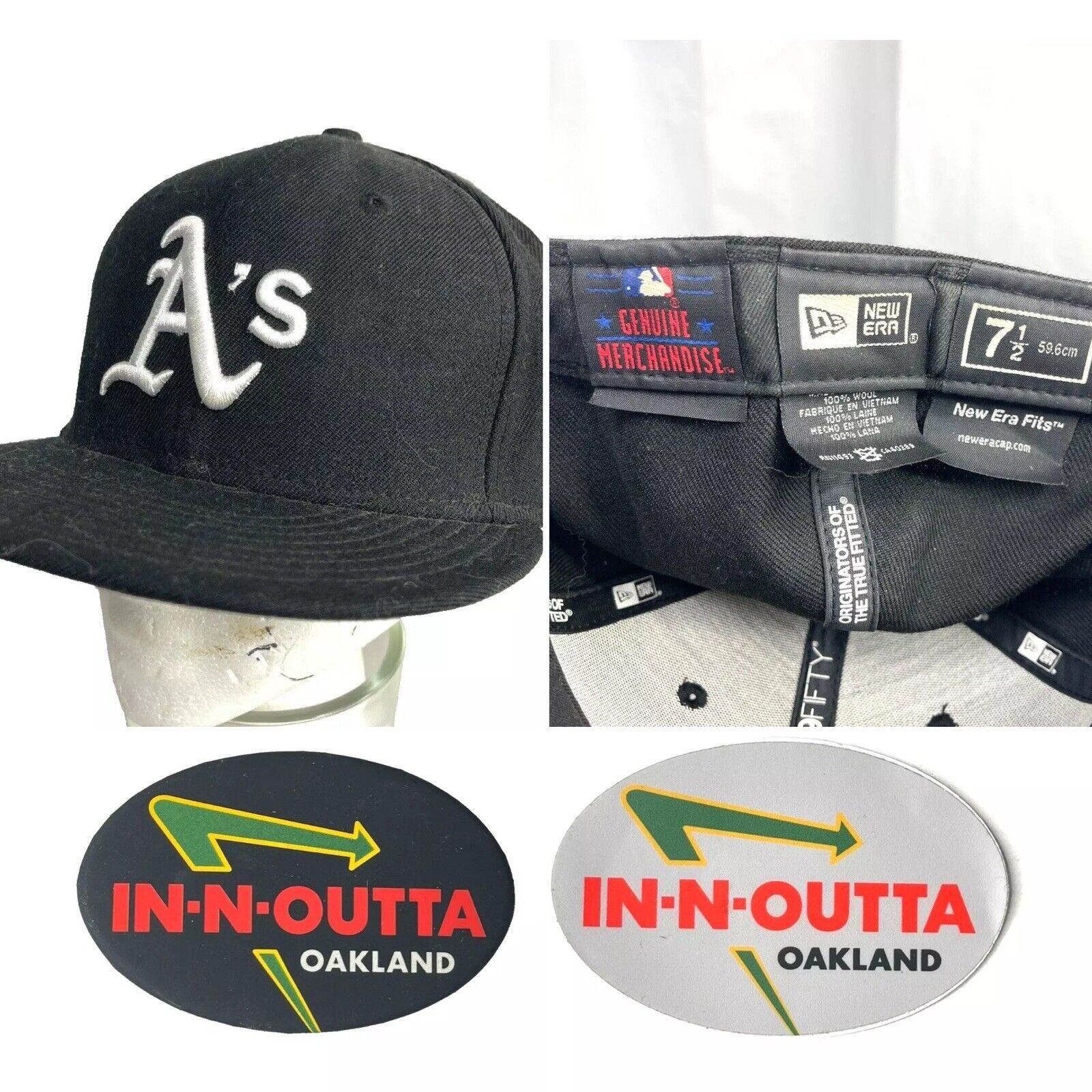 New Era Oakland A's Athletics New Era 7.5 MLB Fitted Baseball Cap In Size 46 - 1 Thumbnail