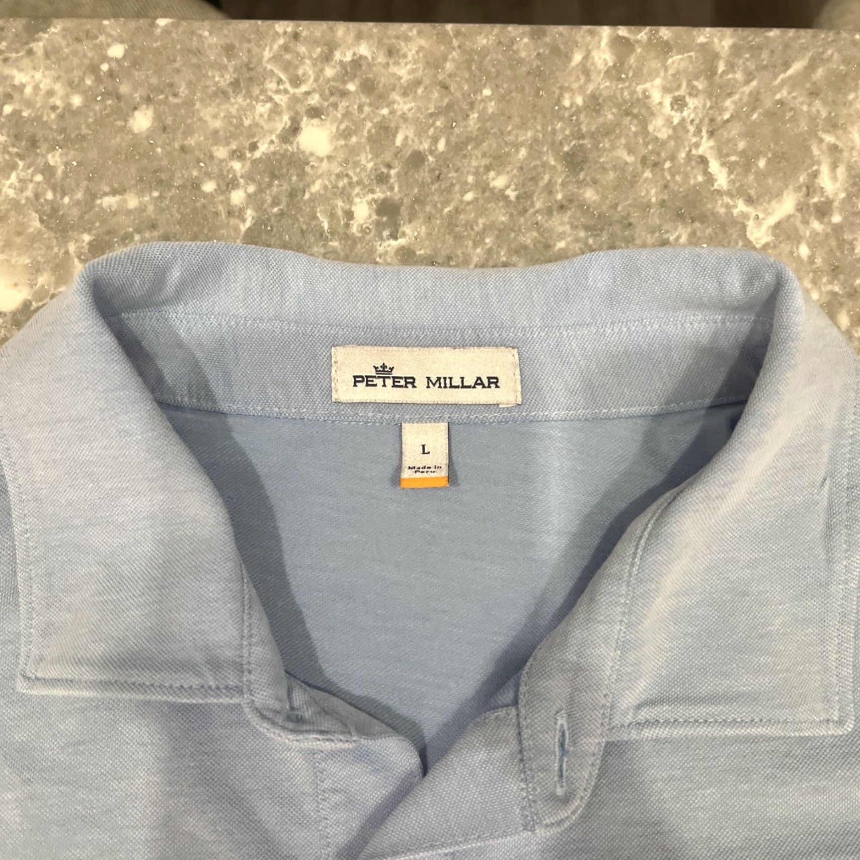 Peter Millar Peter Millar Polo Shirt Mens Cotton-Blend Performance Blue L Short Sleeve Collared Breathable Stretch Size US L / EU 52-54 / 3 - 3 Thumbnail