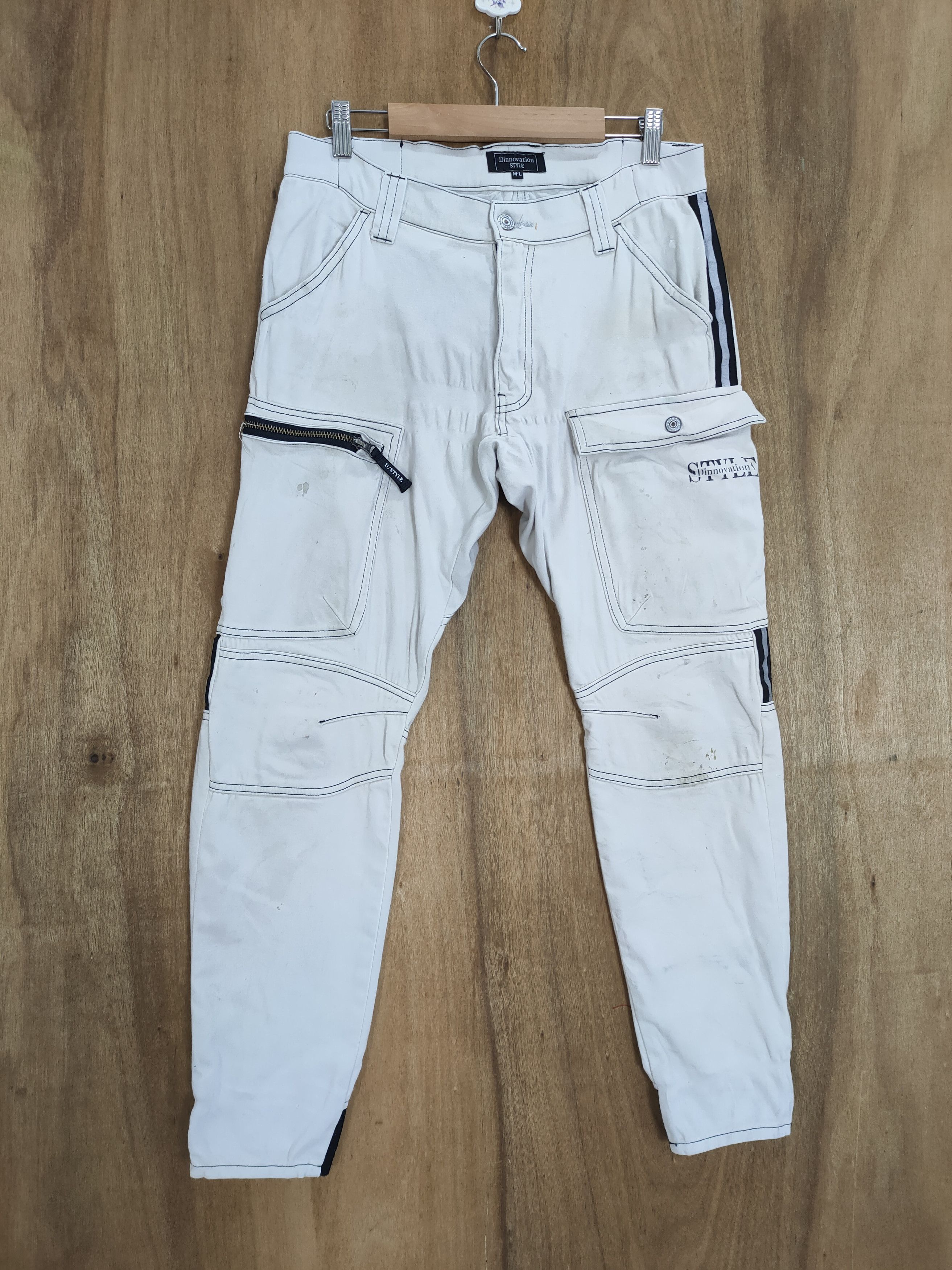 Japanese Brand × White's Boots VINTAGE DINNOVATION FADED WHITE CARGO PANTS Size US 32 / EU 48 - 1 Thumbnail