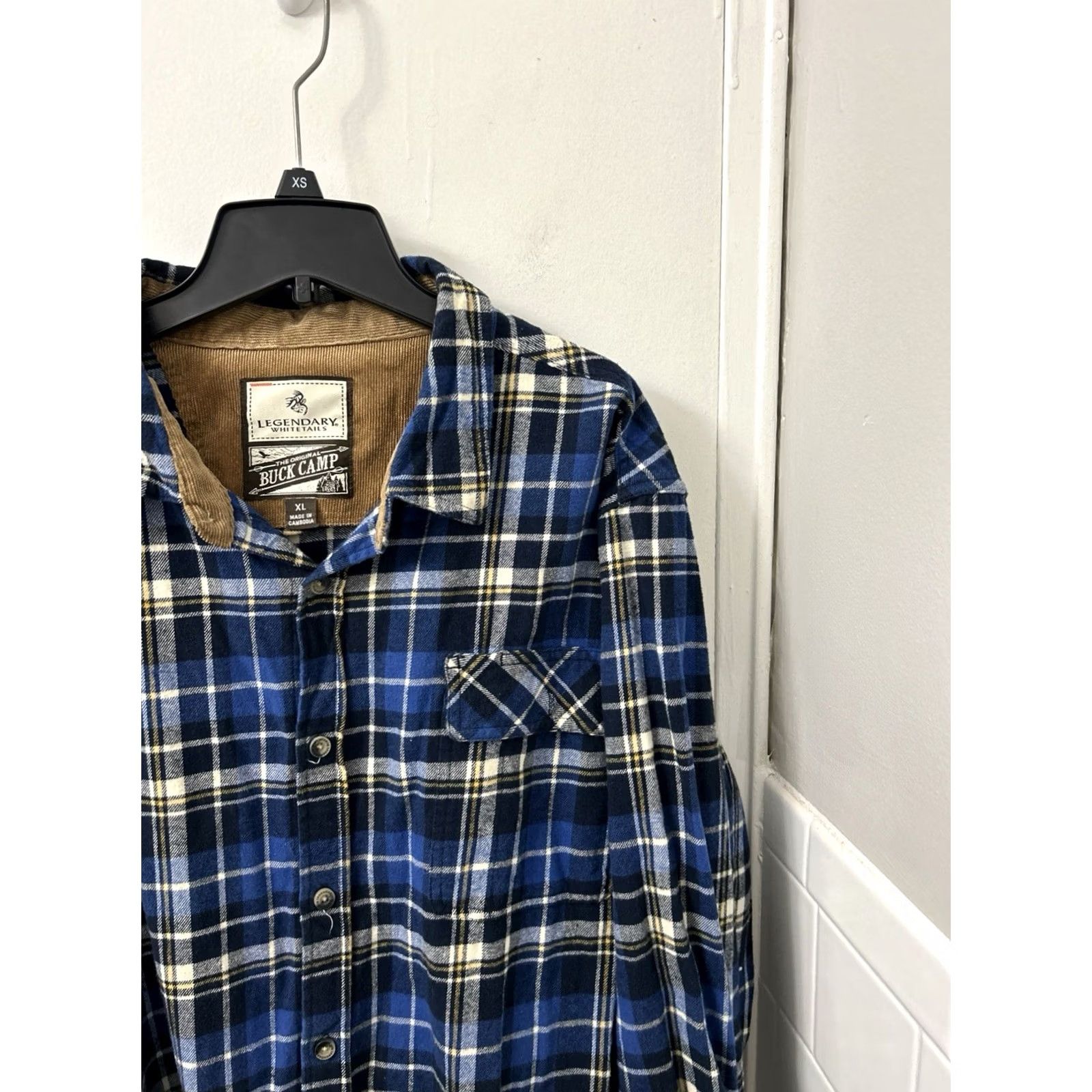 Vintage VINTAGE Legendary Whitetails Buck Camp Flannel Shirt Mens XL Blue Plaid Corduroy L/S Size US XL / EU 56 / 4 - 4 Thumbnail