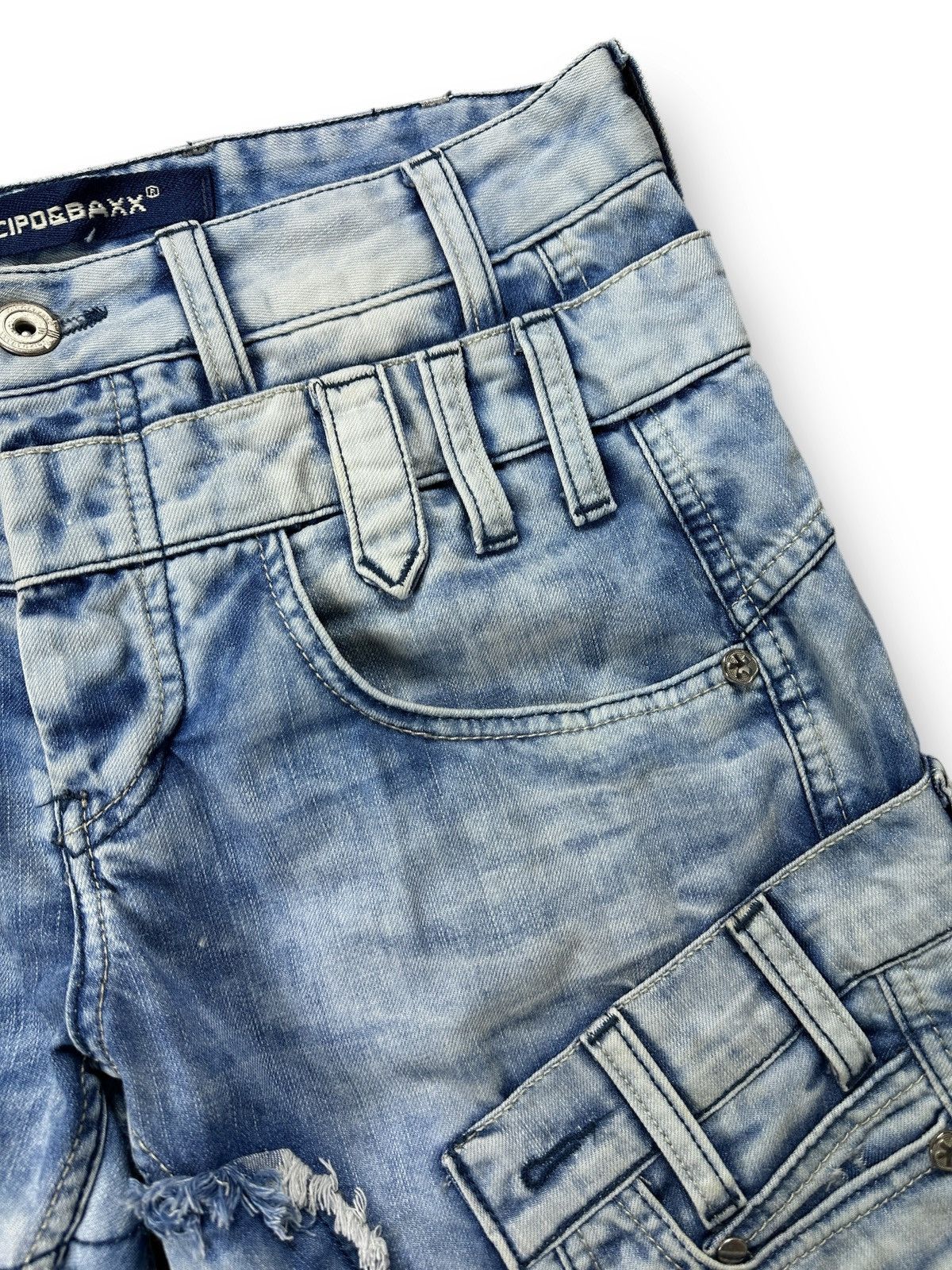 Japanese Brand Vintage Y2K Cipo & Baxx Double Waist Patchwork Jeans W29 L32 Size US 29 - 6 Thumbnail