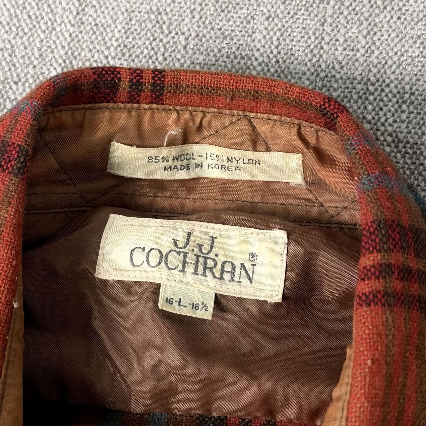 Vintage VINTAGE JJ COCHRAN Shirt Mens L Flannel Red Tartan Plaid 1980s Wool Size US L / EU 52-54 / 3 - 3 Thumbnail