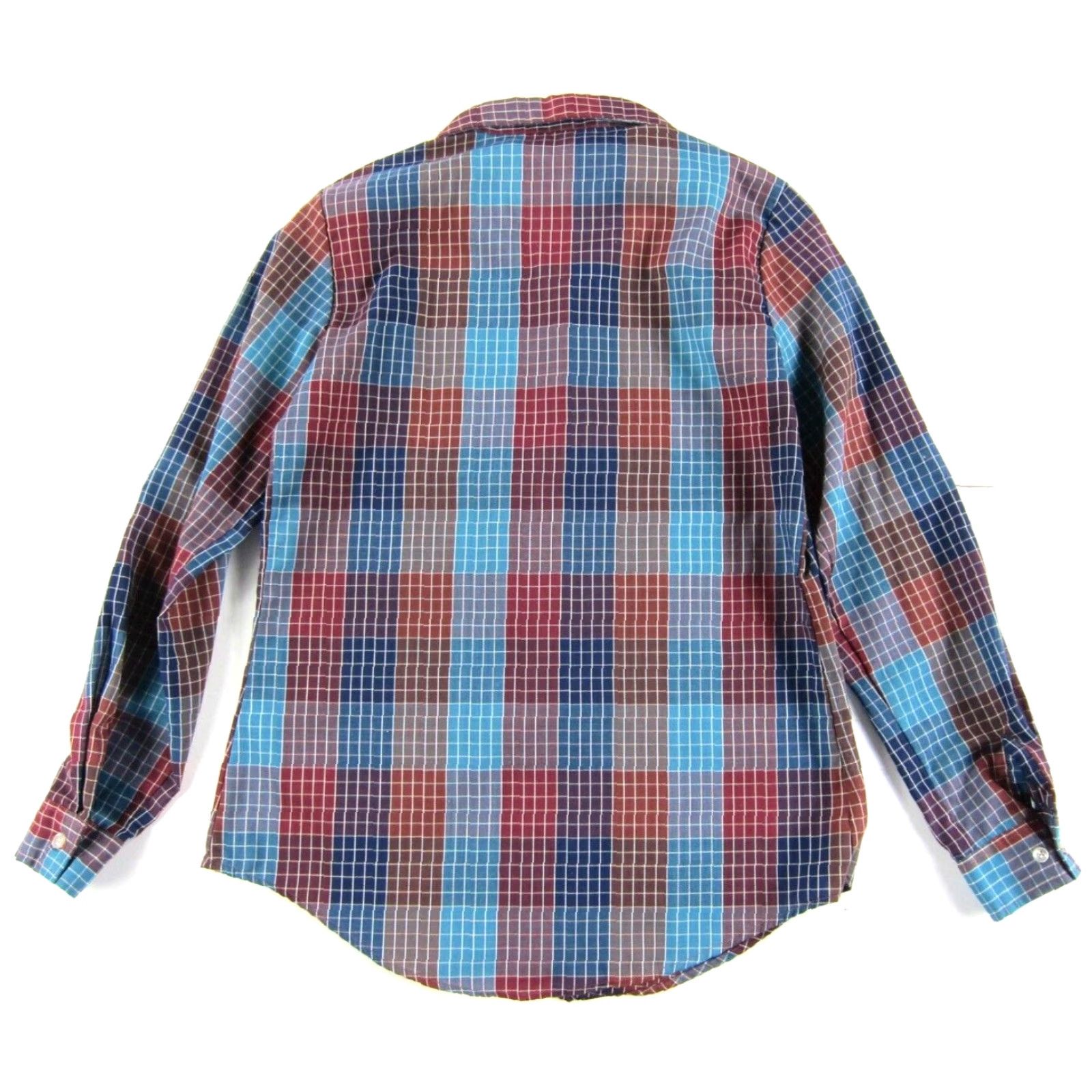 Sears VINTAGE Sears Blue Brown Plaid Collared Long Sleeve Button Up Blouse Woman S Size S / US 4 / IT 40 - 2 Thumbnail