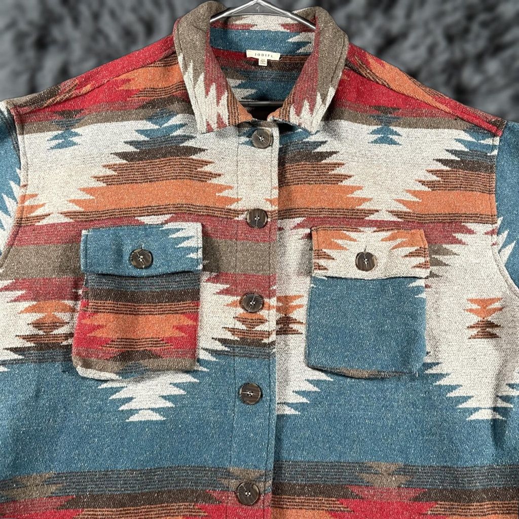 Vintage JODIFL Jacket Womens 2X Aztec Southwestern Shirt Jacket Button Front Pockets Size XXL / US 16-18 / IT 52-54 - 1 Thumbnail
