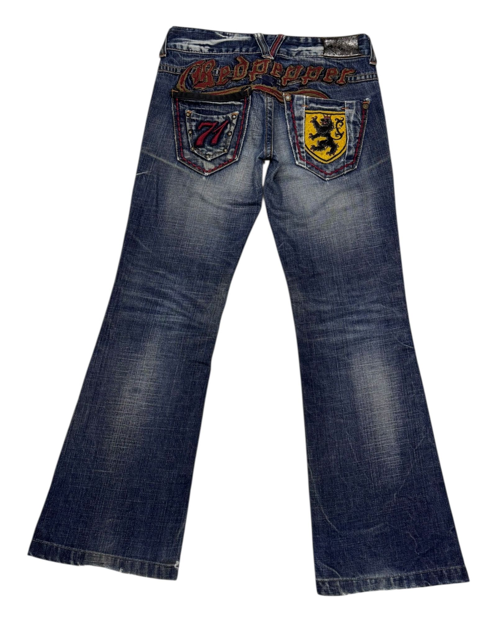 Hysteric Glamour × If Six Was Nine × Le Grande Bleu (L.G.B.) Vintage RED PEPPER Bootcut Flare Distressed Denim Jean Size 29" - 1 Thumbnail