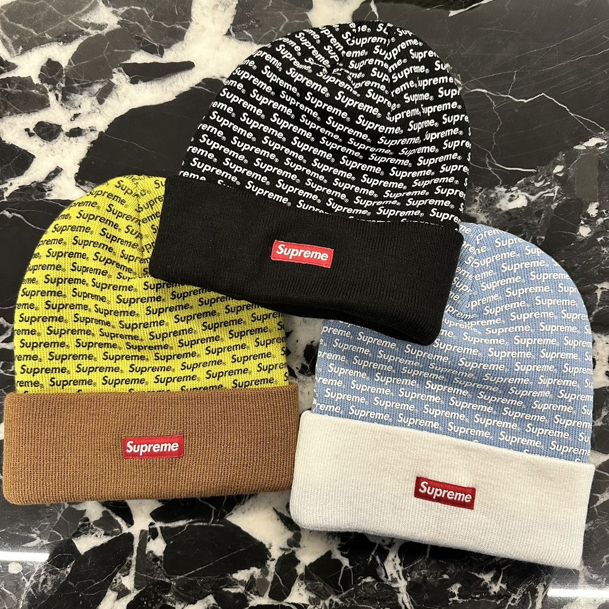 image of Supreme Repeat Beanie Sample in Black, Men's