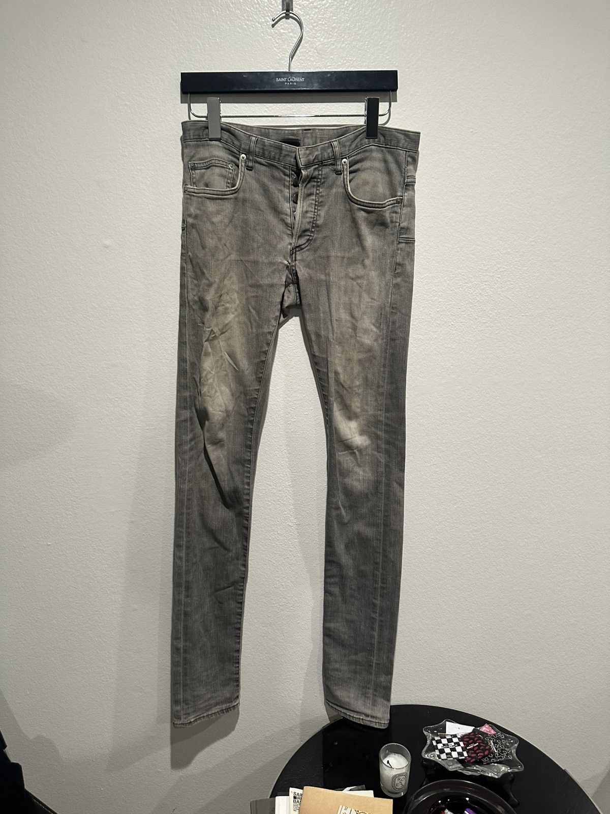 image of Dior x Kris Van Assche Ss10 Light Wash Grey Denim Jeans, Men's (Size 32)