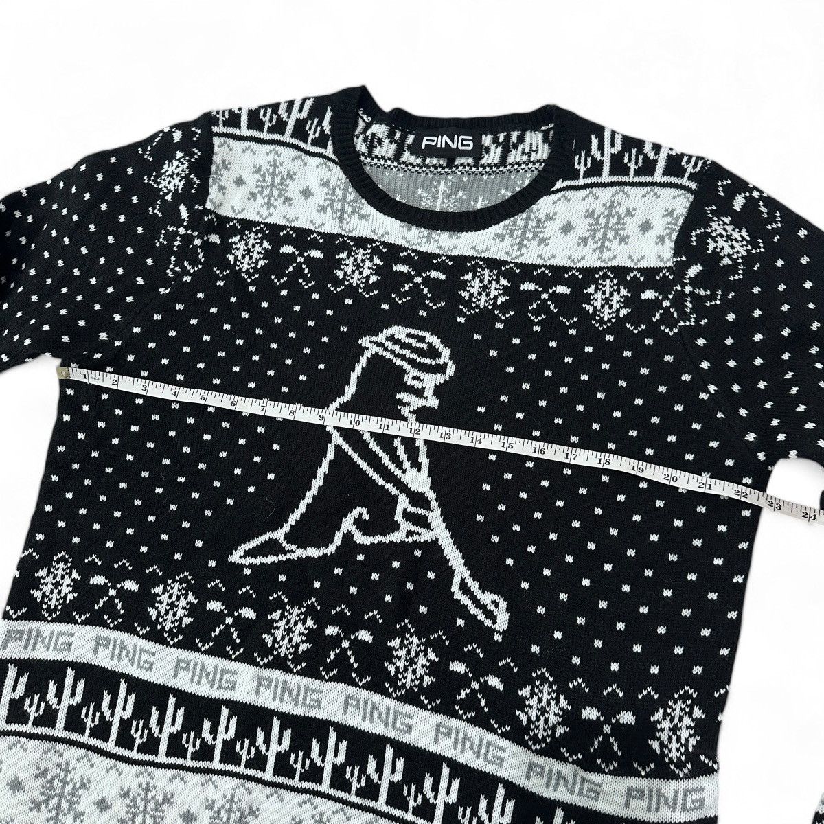 PING Mr Ping Christmas Cactus Sweater Black White Knit RARE Size US L / EU 52-54 / 3 - 3 Thumbnail