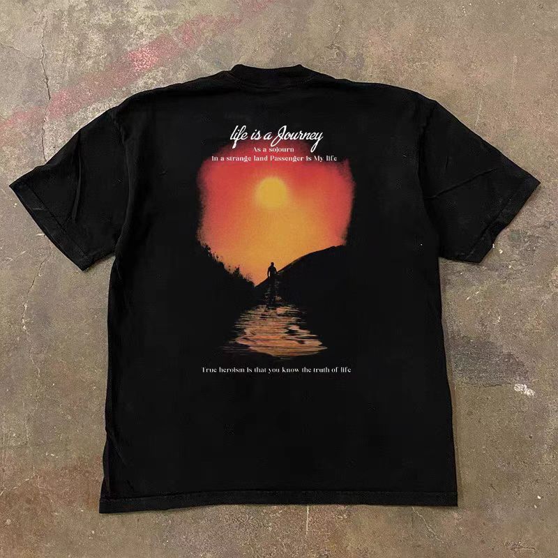 Japanese Brand × Vintage Retro Dusk Printed Loose Casual Short Sleeve T-Shirt Size US M / EU 48-50 / 2 - 3 Thumbnail