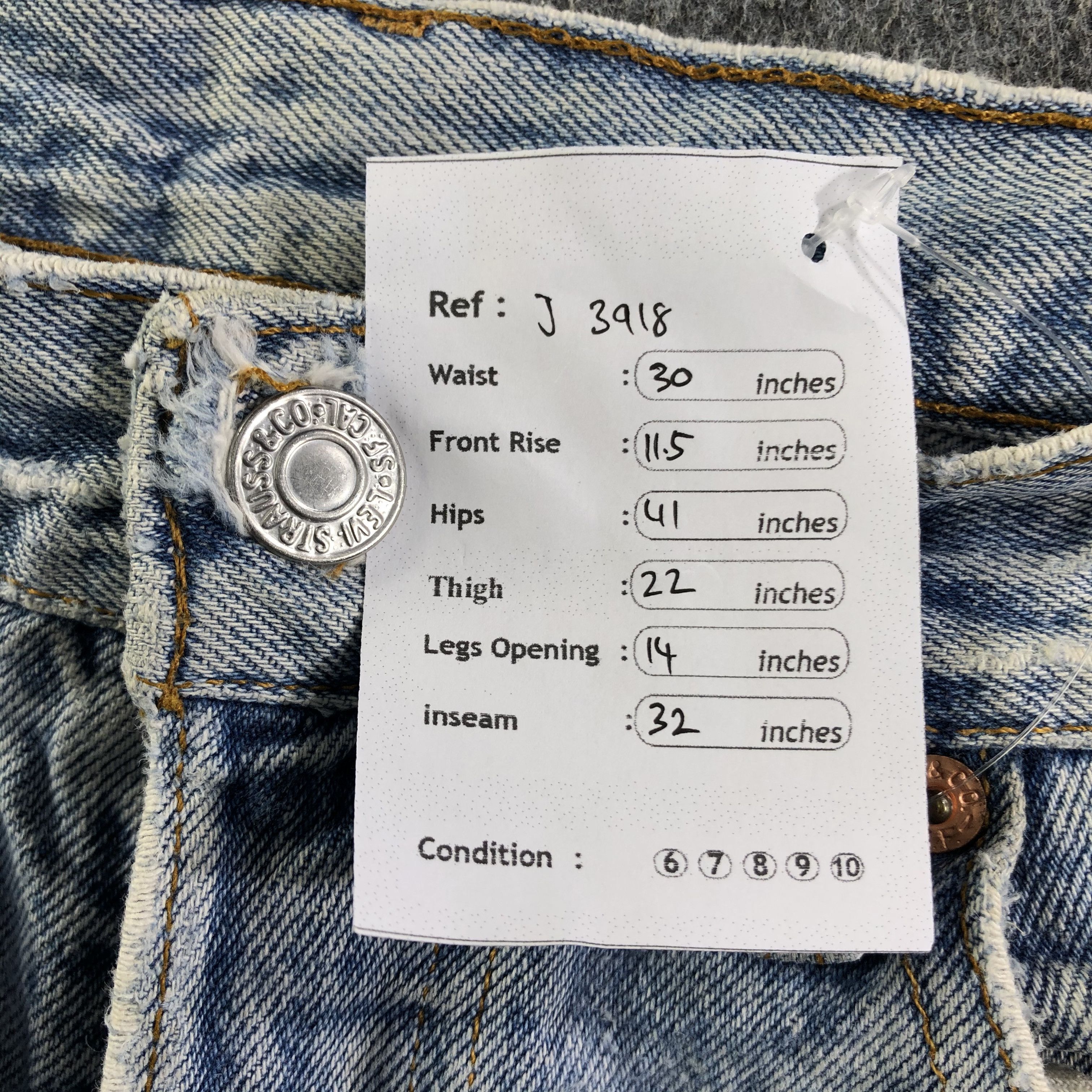 Levi's 90s Vintage Light Wash Levis 501 Jeans-J3918 Size US 30 / EU 46 - 12 Thumbnail