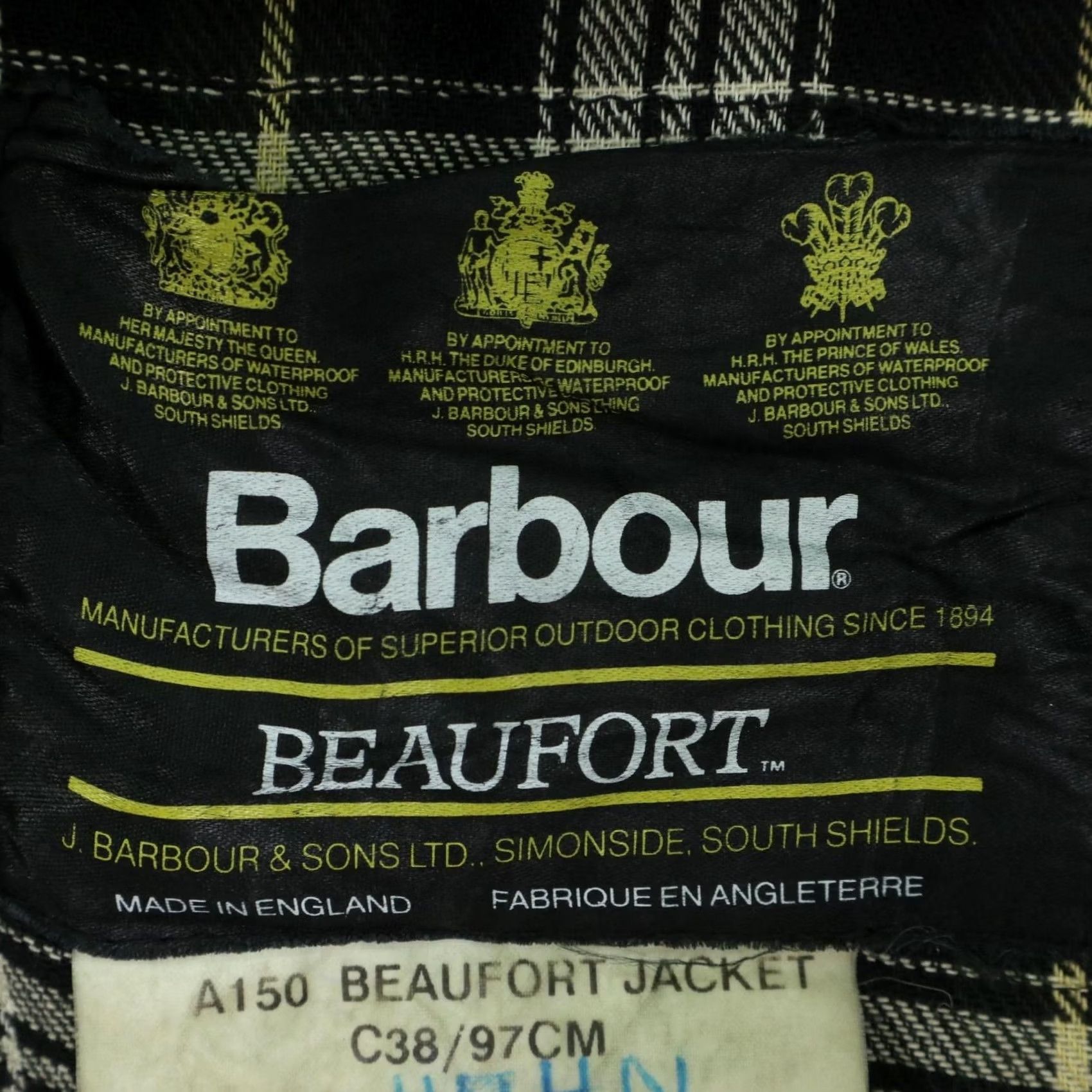 Barbour VINTAGE Barbour BEAUFORT UK Made 3 Wallant Tag Oiled Cotton Jacket Khaki Used Mens C38 97CM 75x57x77cm Size US XXS / EU 40 - 7 Thumbnail