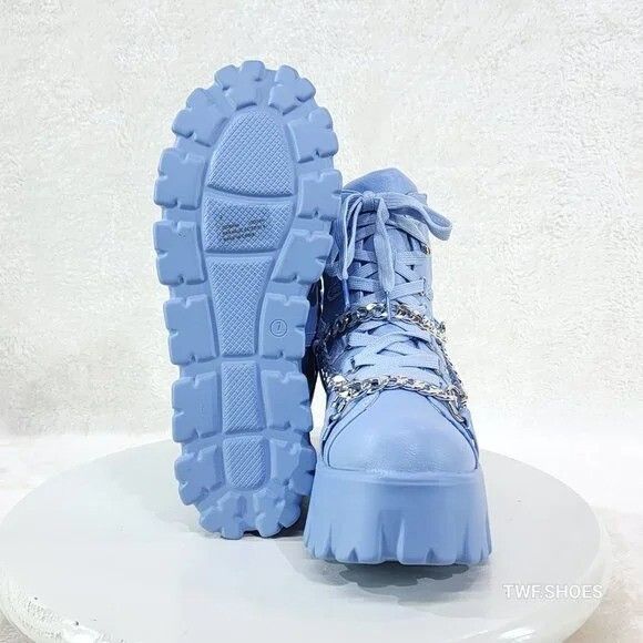 Other Emo Stomp 2" Platform Stomper Ankle Boots With Chain Design Size US 10 / IT 40 - 3 Thumbnail