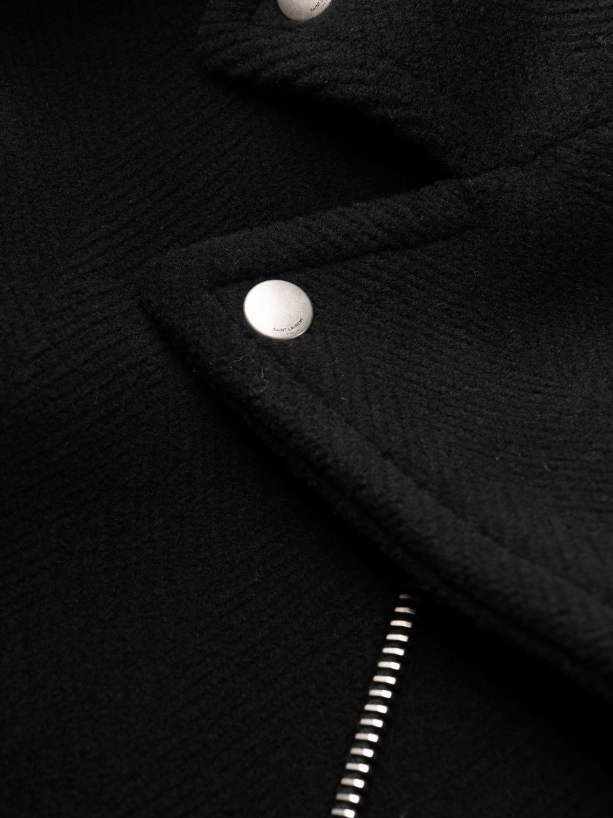 Saint Laurent Paris o1s1wg111124 Manteau Chevron Mousse Coat in Black Size M / US 6-8 / IT 42-44 - 6 Thumbnail