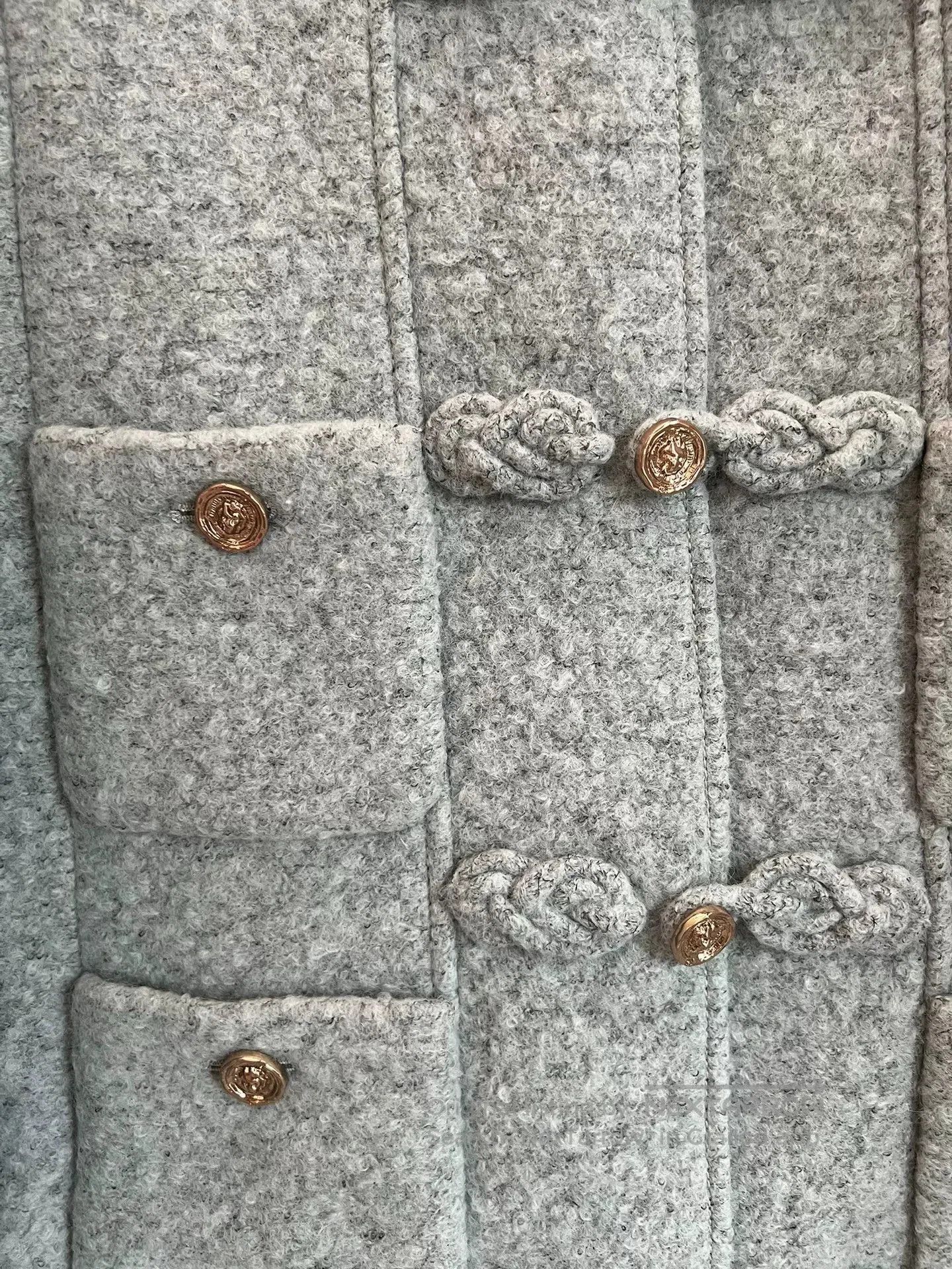 Chanel Chanel 25A Gray Hooded Coat with Frog Buttons. Size US M / EU 48-50 / 2 - 3 Thumbnail