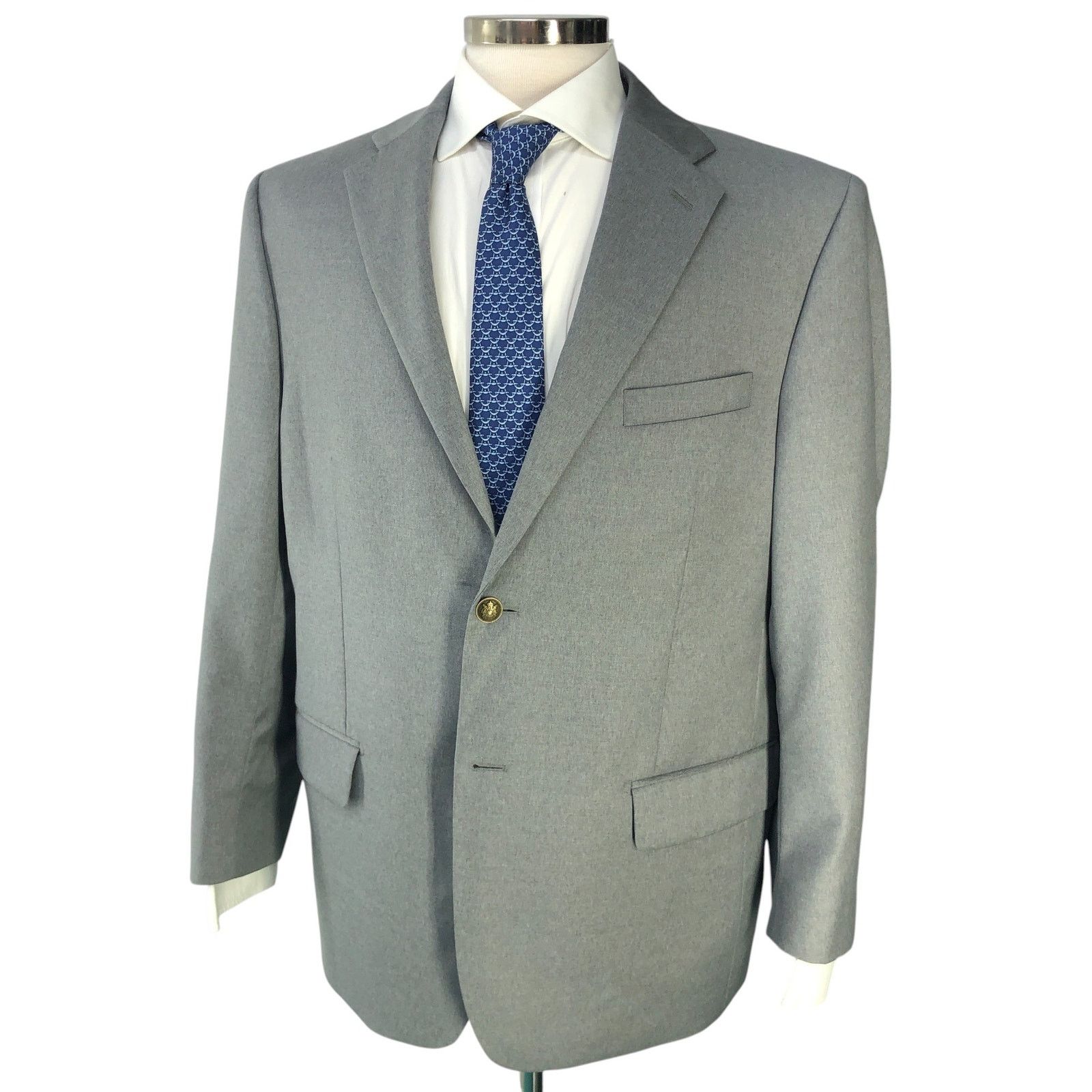 Paul Fredrick Paul Fredrick Size 42S Blazer Sport Coat Gray Brass Buttons Size 42S - 1 Thumbnail