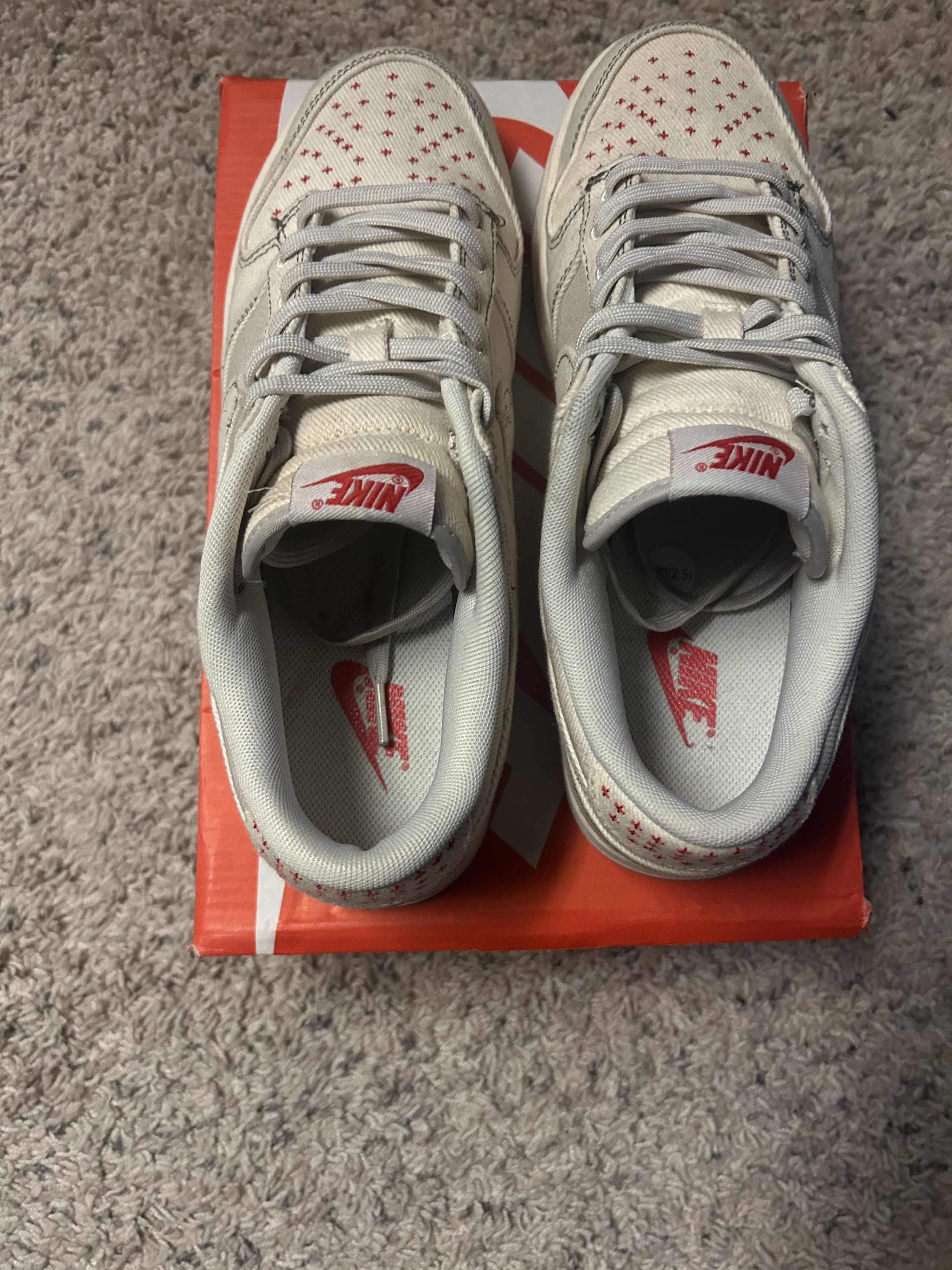 Nike Dunk Low Sashiko Denim Light Orewood Brown White Canvas Size US 10 / EU 43 - 6 Thumbnail