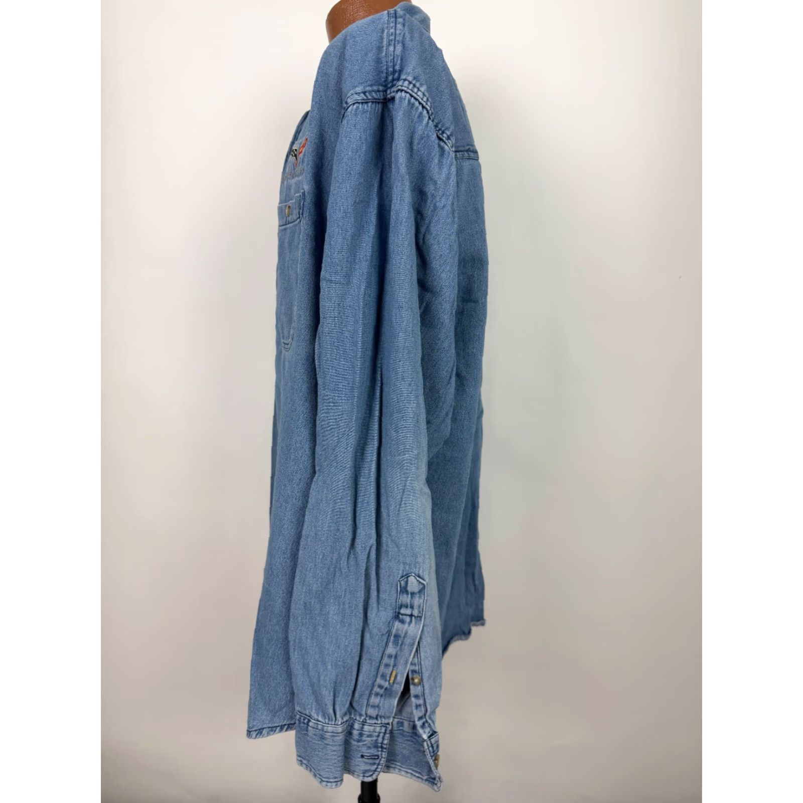 Denime VINTAGE Corvette Denim Shirt Men XXL Embroidered Logo Button-Up Blue Size US XXL / EU 58 / 5 - 7 Thumbnail