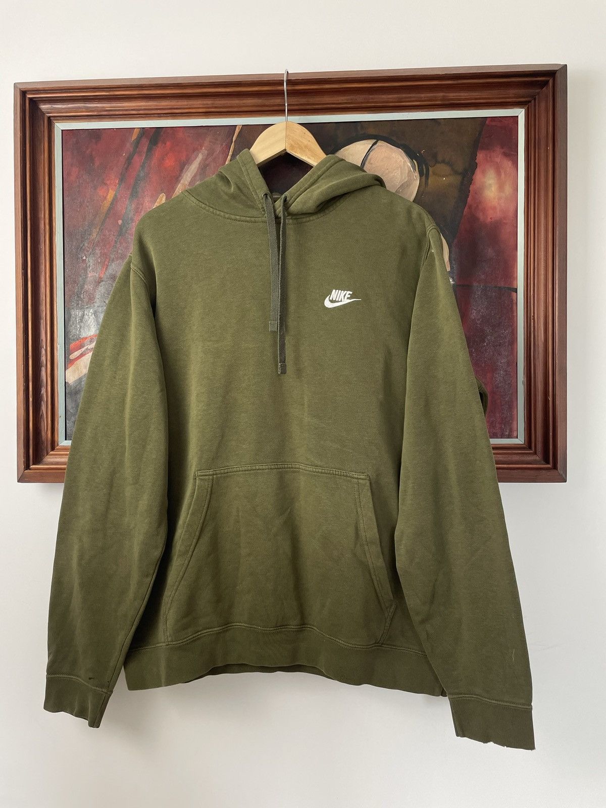 Nike Nike Vintage Y2k Olive Distressed Mini Swoosh Hoodie Rare Size US L / EU 52-54 / 3 - 1 Thumbnail