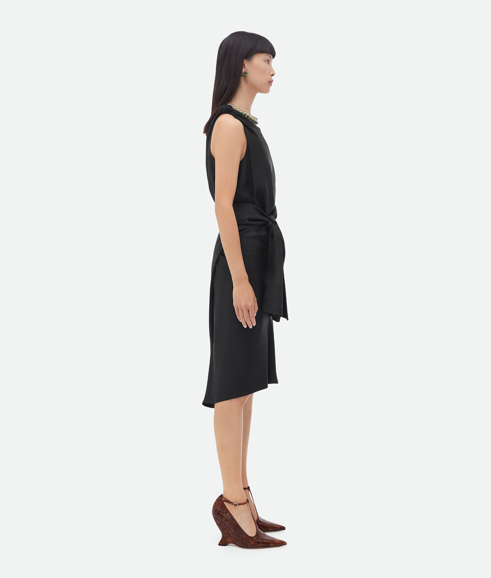 Bottega Veneta o1bcso1str0225 Washed Viscose Knotted Dress in Black Size XS / US 0-2 / IT 36-38 - 2 Thumbnail