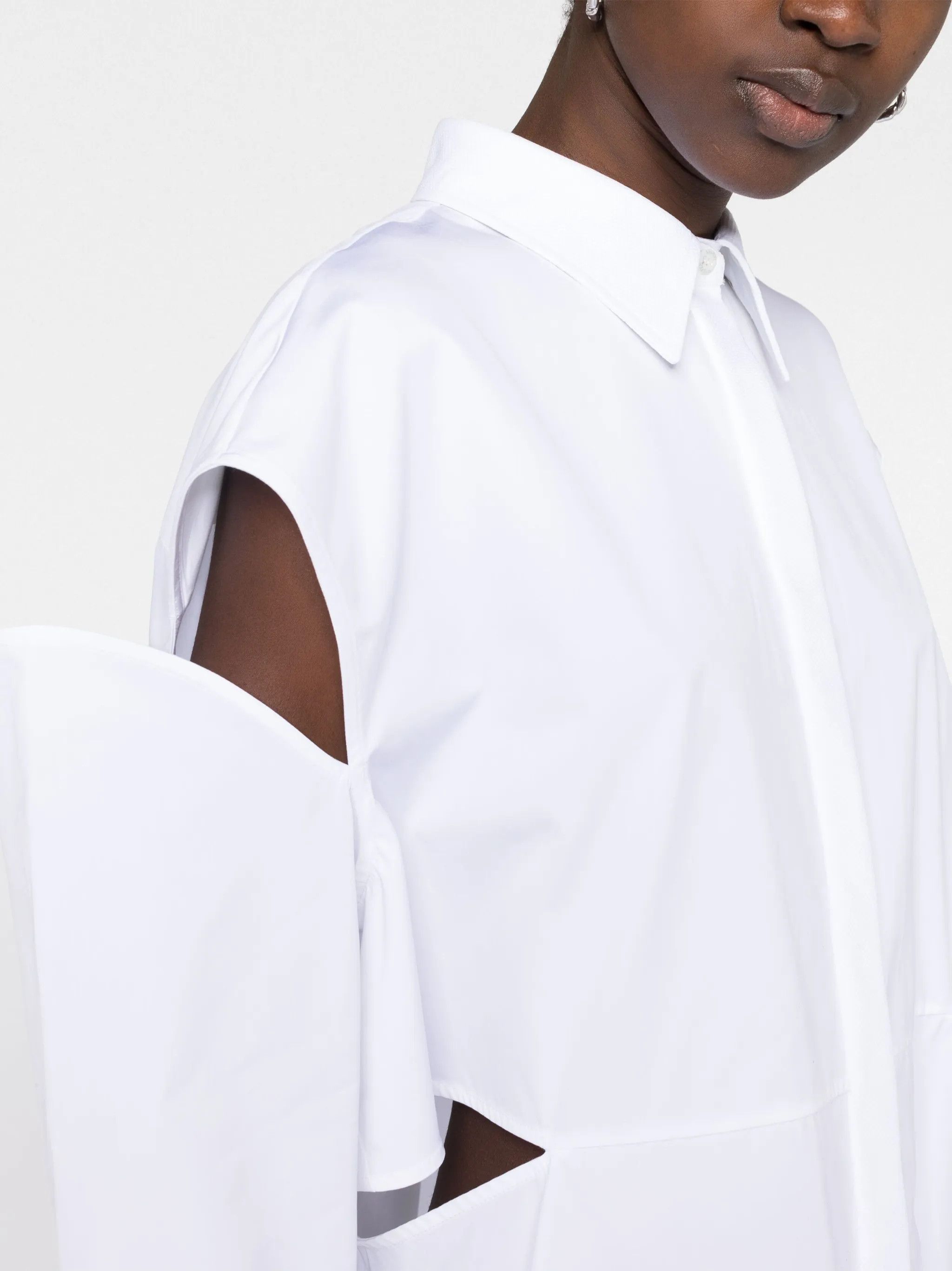 Alexander McQueen o1y0325 Shirt Mini Dress in White Size M / US 6-8 / IT 42-44 - 3 Thumbnail