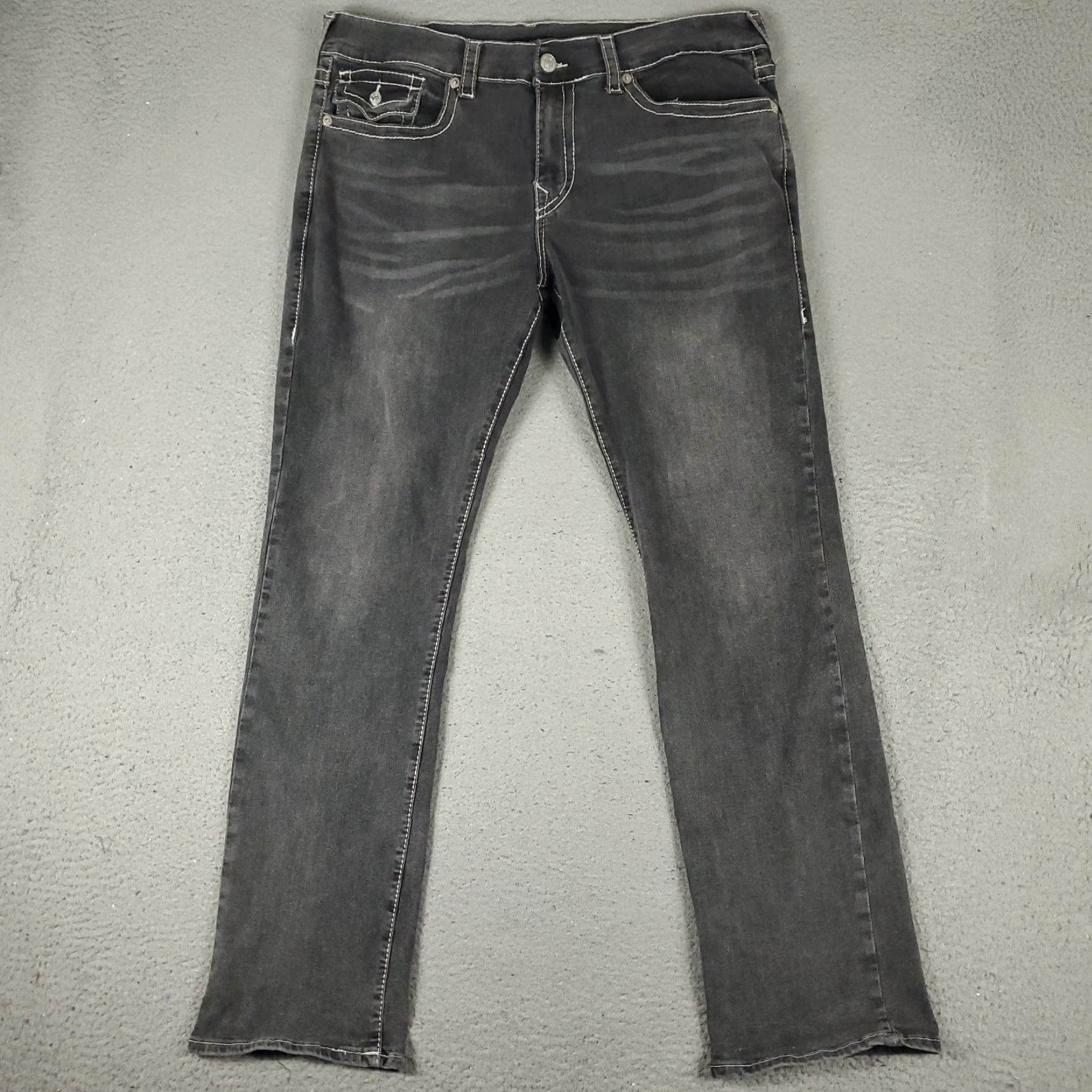 True Religion True Religion Jeans Mens 38x34 Gray Ricky Relaxed Straight Denim Size US 38 / EU 54 - 2 Thumbnail