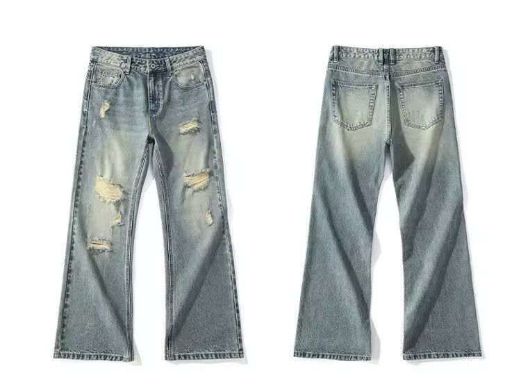 Other Straight Washed Hole Outdoor Streetwear Light Blue Jeans Size US 30 / EU 46 - 7 Thumbnail