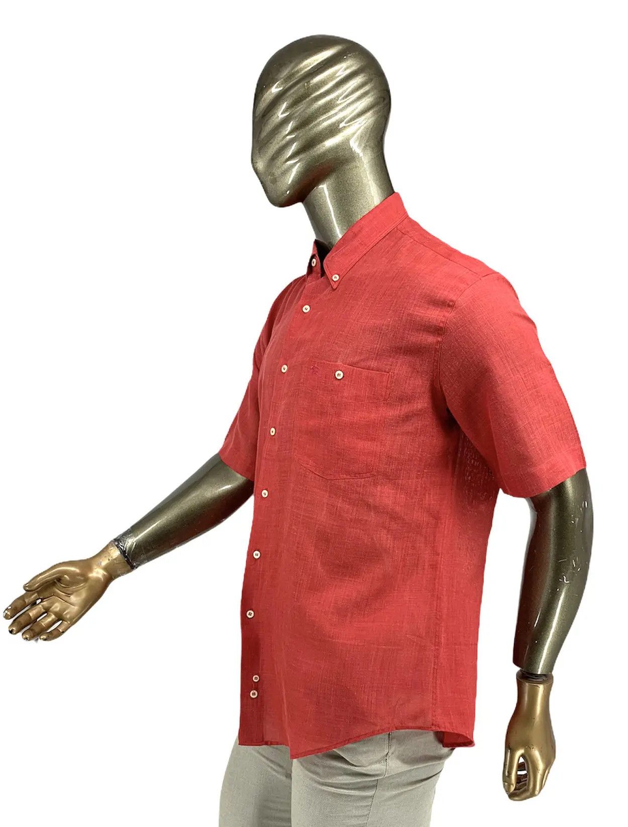 Burberry 🔥 Burberrys red shirt xl vintage linen lino Size US XL / EU 56 / 4 - 4 Thumbnail
