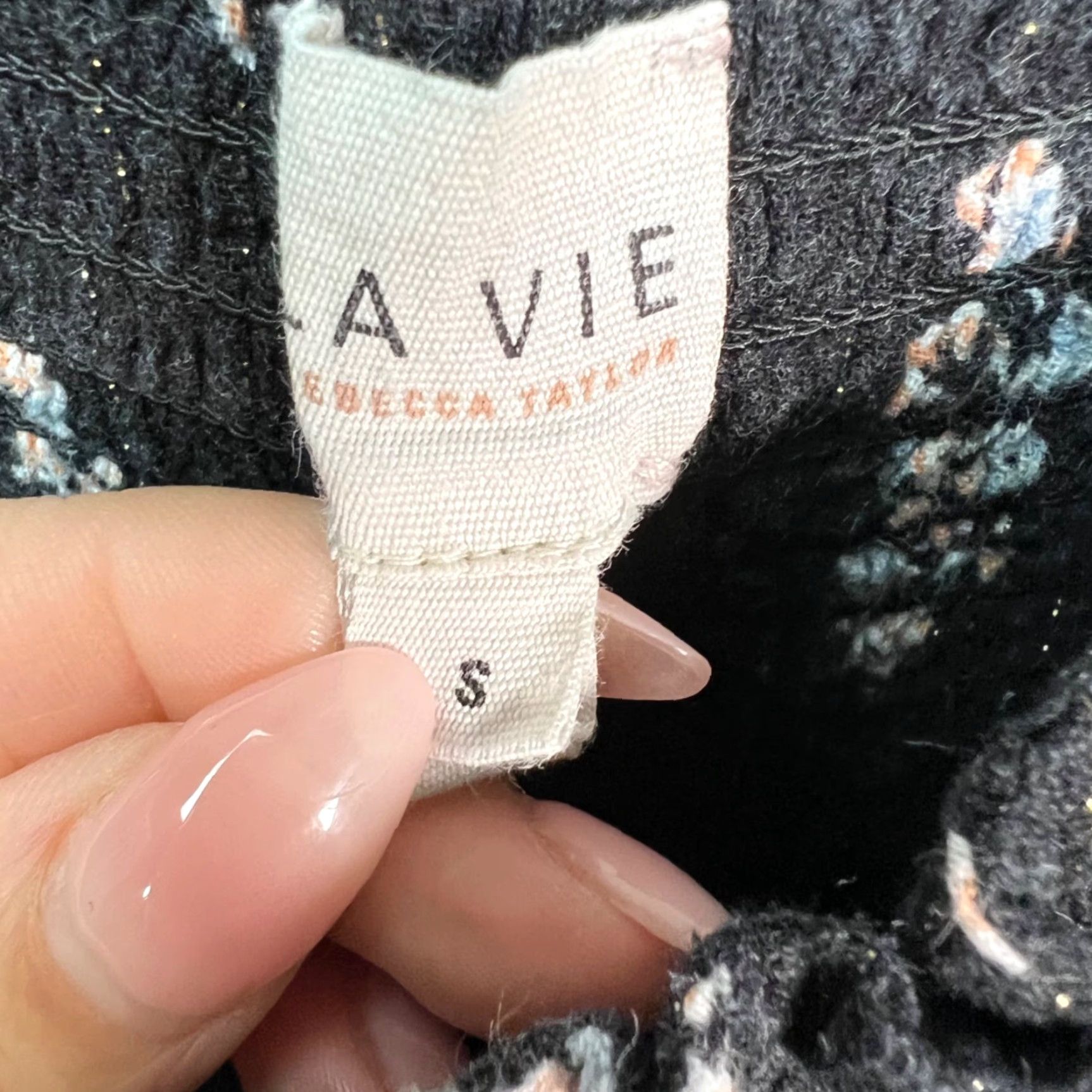 Rebecca Taylor Rebecca Taylor La Vie Womens Small Black Floral Smocked Waist Wide-Leg Pants 100% Cotton Size 28" / US 6 / IT 42 - 3 Thumbnail