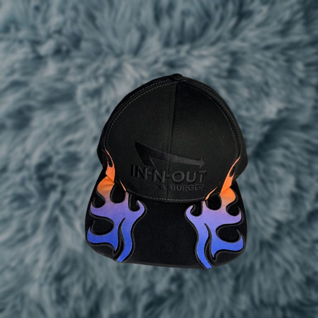Vintage VINTAGE In N Out Burger 75th Anniversary Flames Black Baseball Hat Cap Strapback Men One Size Black Cap Size ONE SIZE - 1 Thumbnail